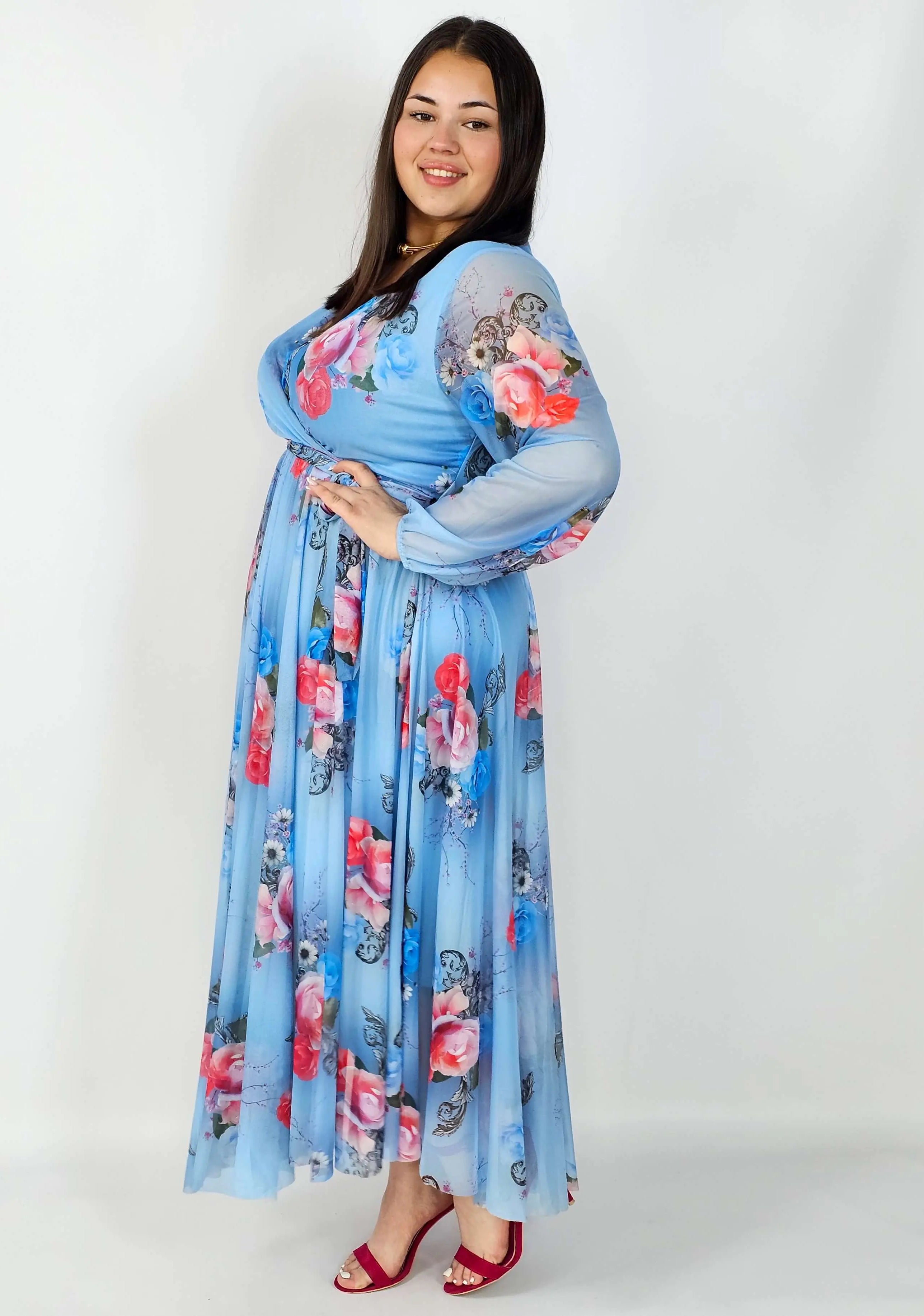 Sukienka z Siateczkowym Wykończeniem Plus Size StylowaXL – Romantyczna Elegancja i Lekkość Stylowa XL