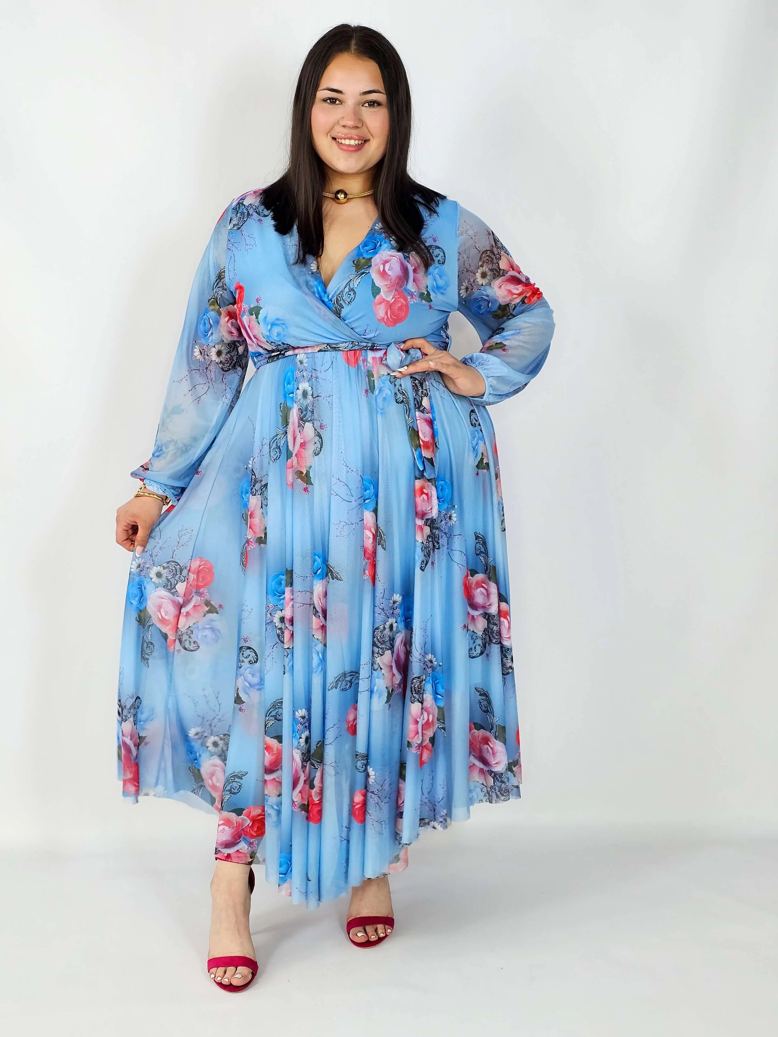 Sukienka z Siateczkowym Wykończeniem Plus Size StylowaXL – Romantyczna Elegancja i Lekkość Stylowa XL