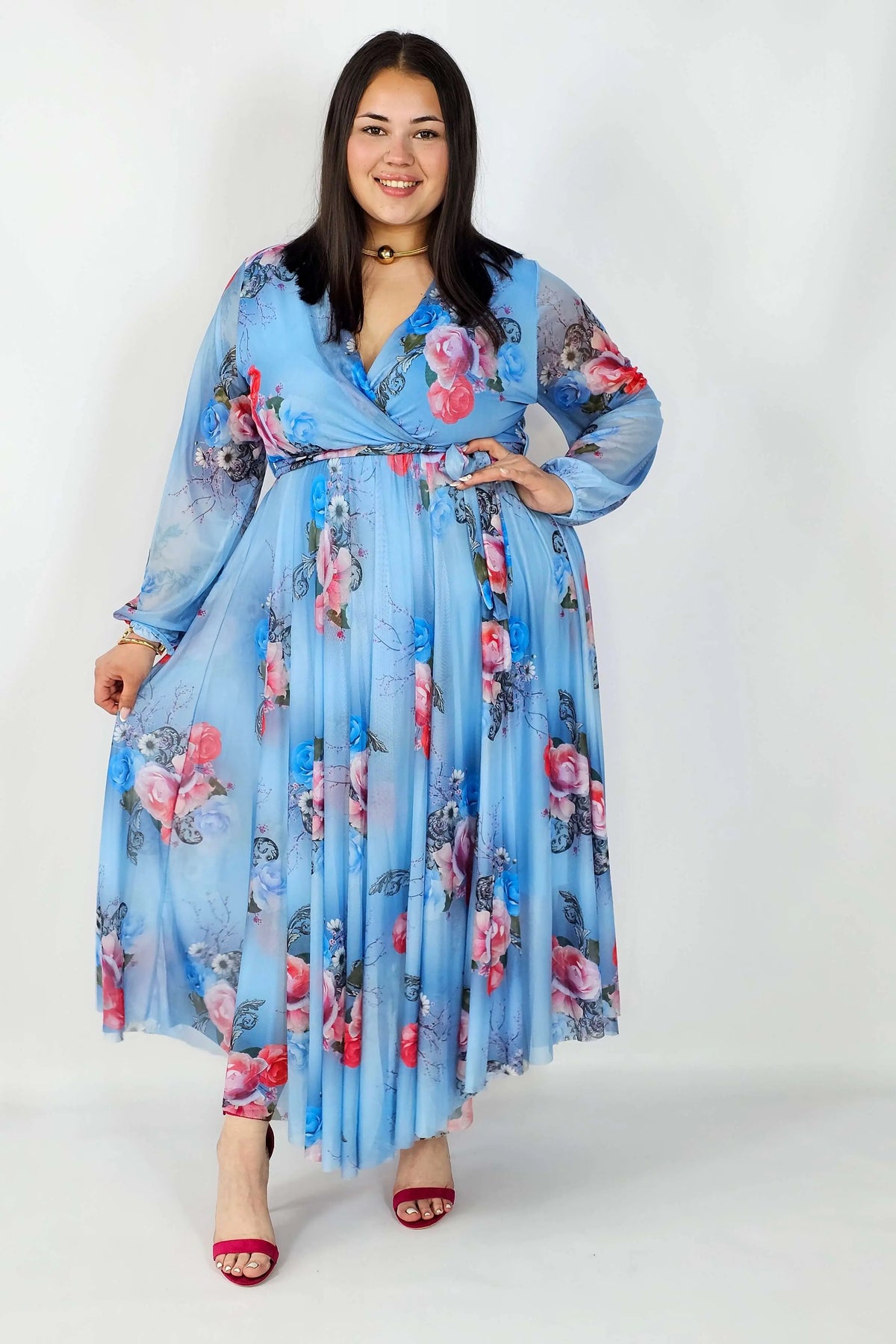 Sukienka z Siateczkowym Wykończeniem Plus Size StylowaXL – Romantyczna Elegancja i Lekkość Stylowa XL