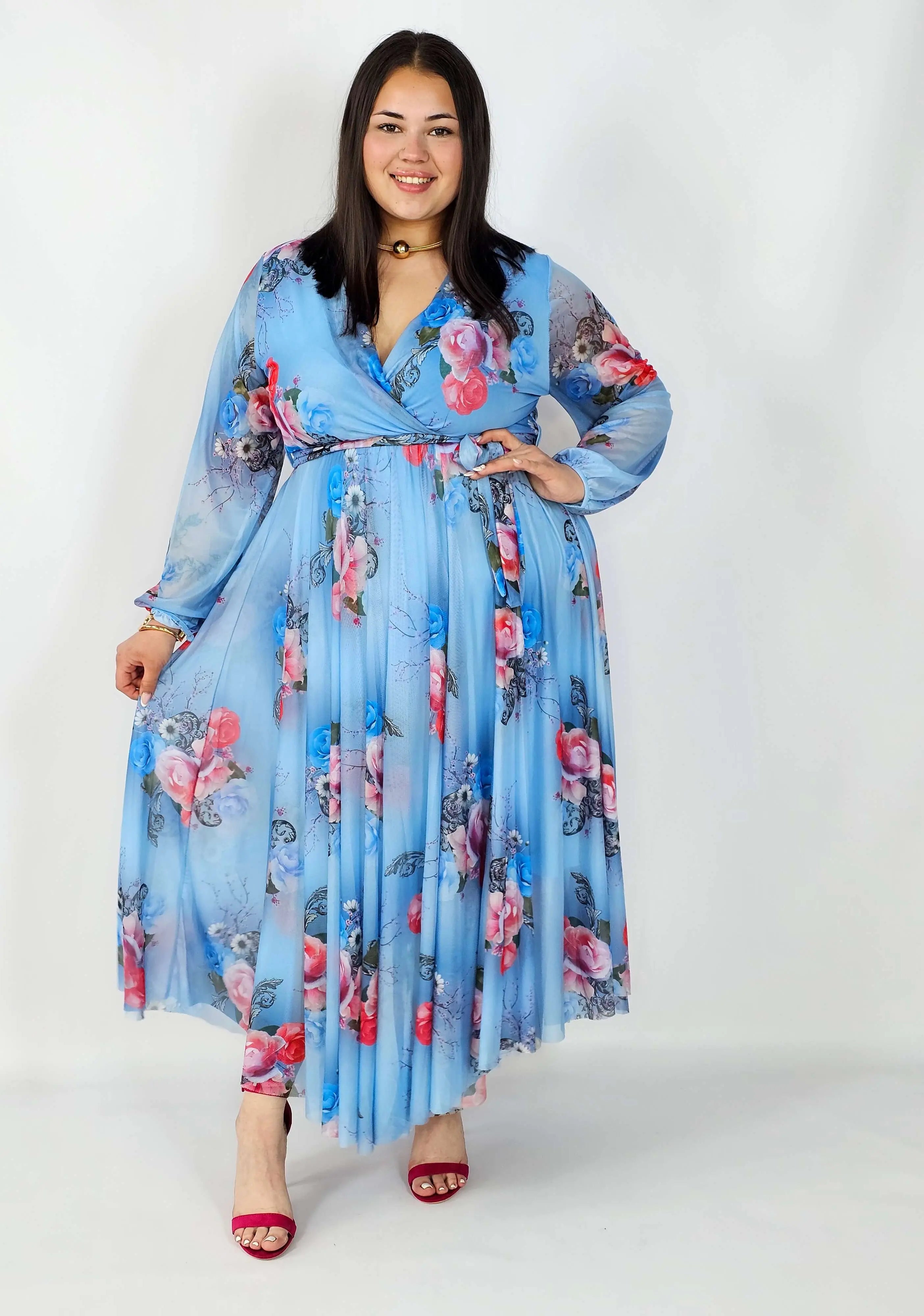 Sukienka z Siateczkowym Wykończeniem Plus Size StylowaXL – Romantyczna Elegancja i Lekkość Stylowa XL