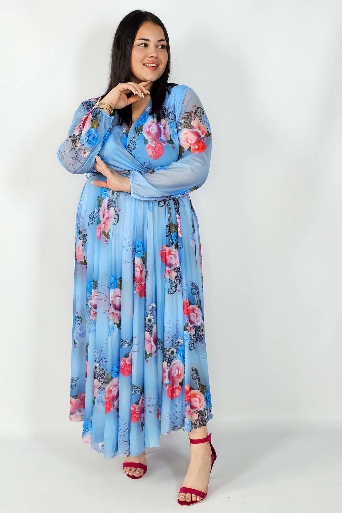 Sukienka z Siateczkowym Wykończeniem Plus Size StylowaXL – Romantyczna Elegancja i Lekkość Stylowa XL