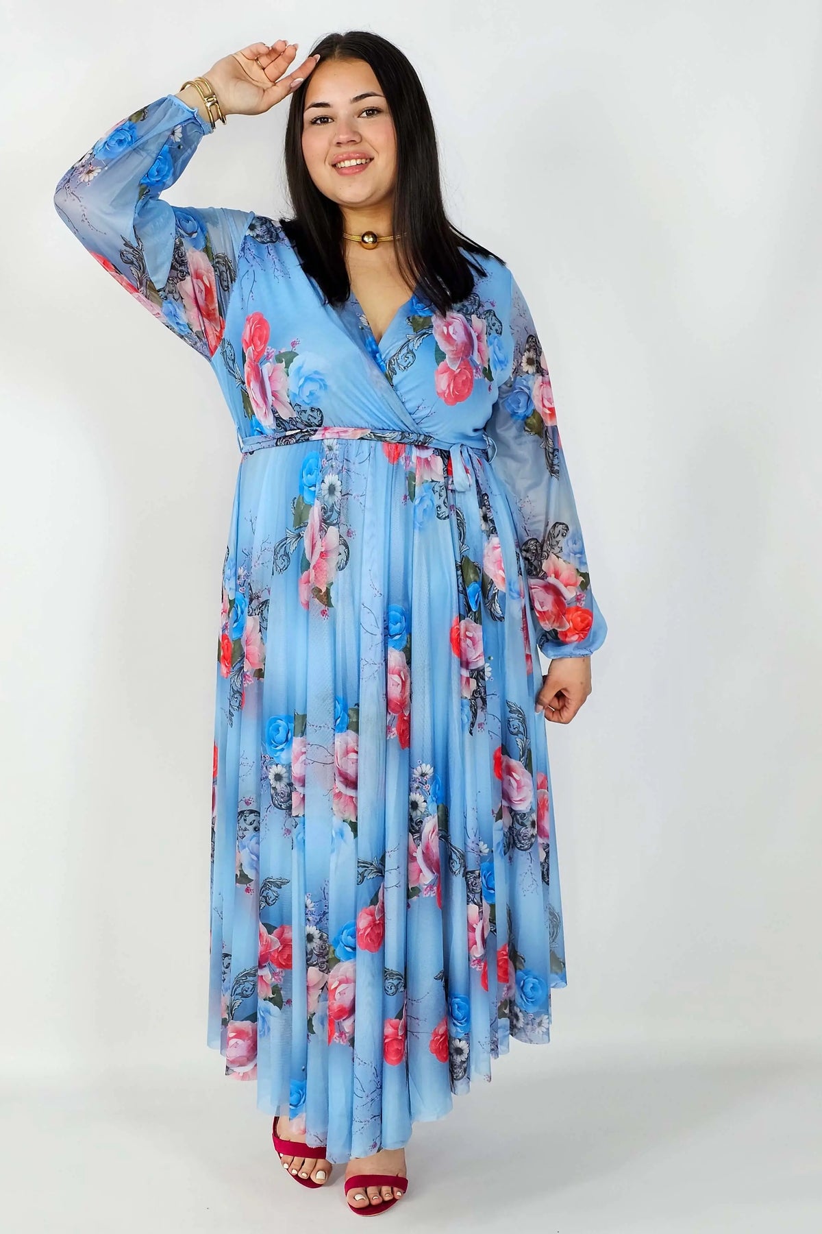Sukienka z Siateczkowym Wykończeniem Plus Size StylowaXL – Romantyczna Elegancja i Lekkość Stylowa XL