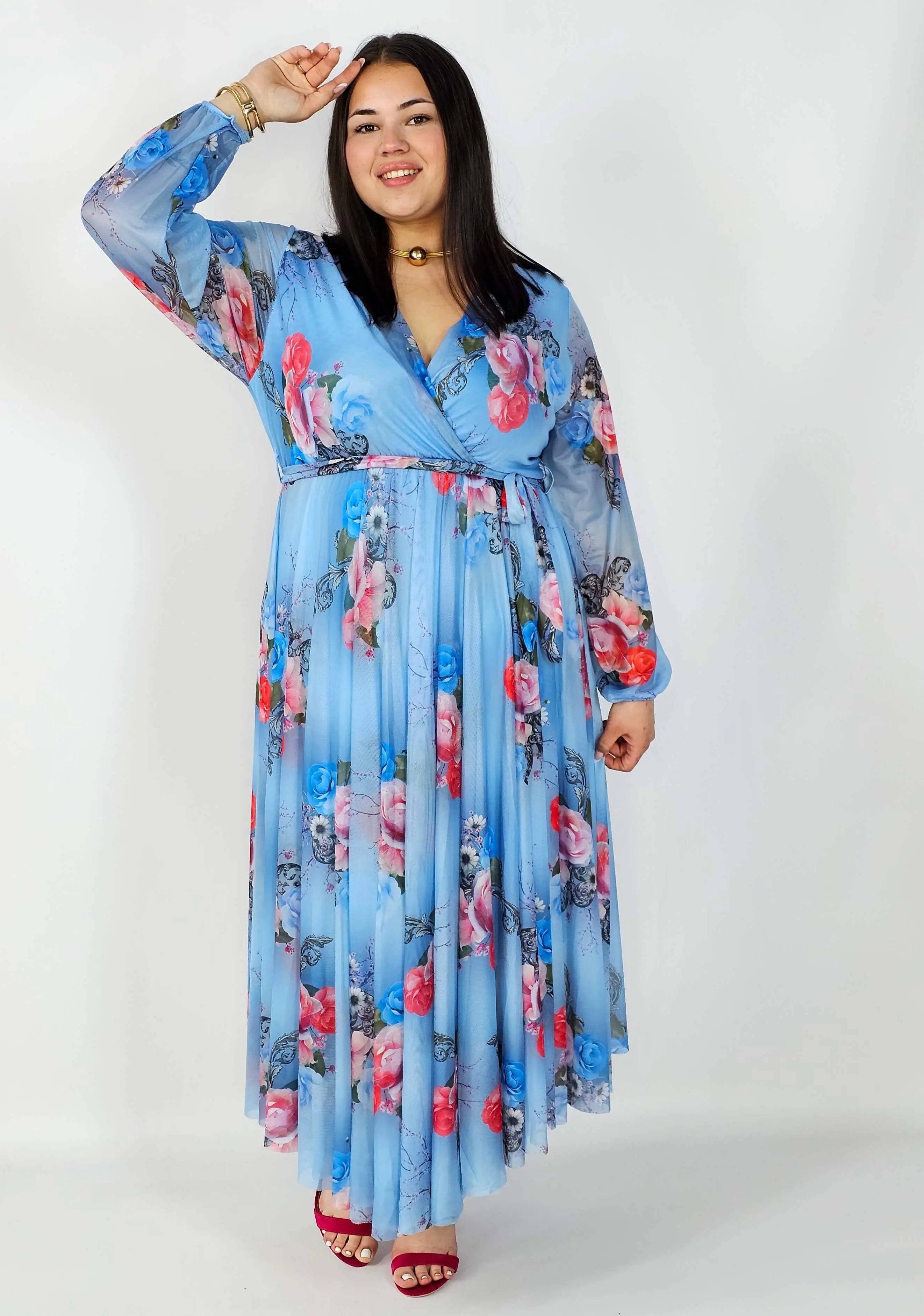 Sukienka z Siateczkowym Wykończeniem Plus Size StylowaXL – Romantyczna Elegancja i Lekkość Stylowa XL