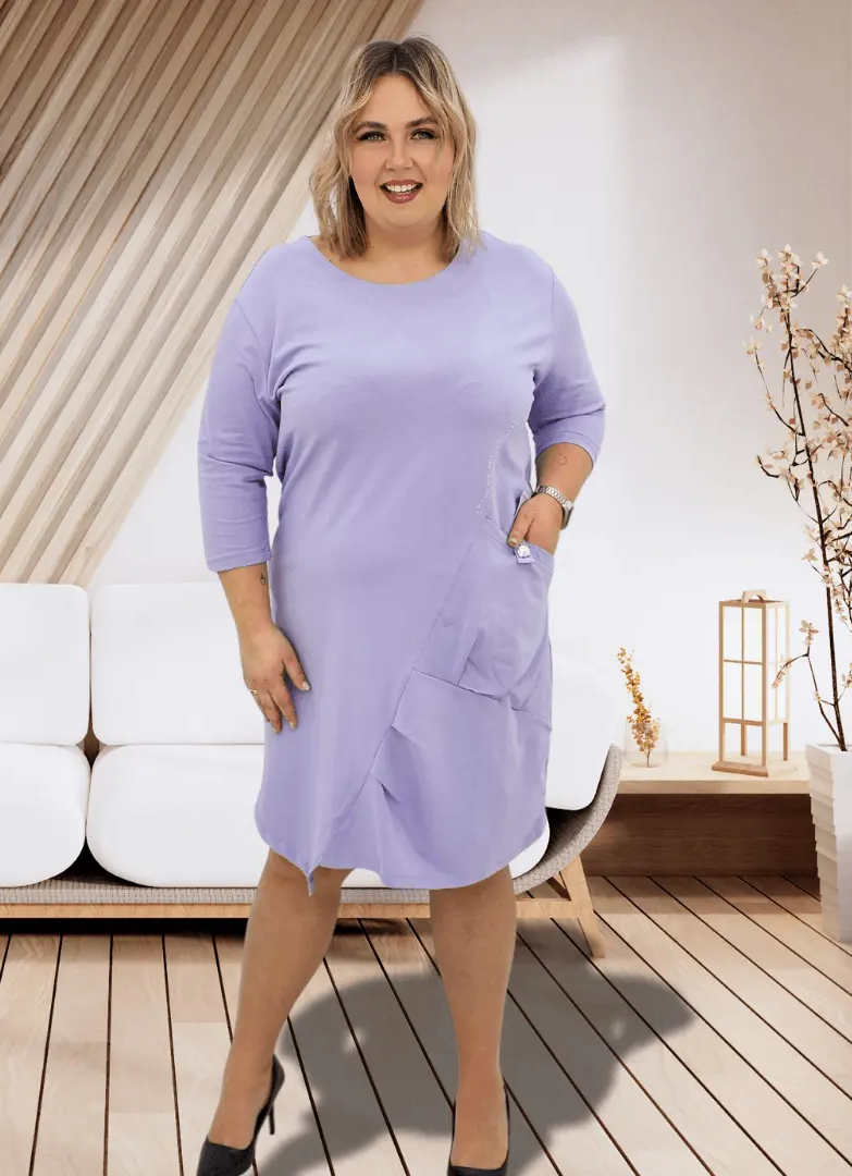 Sukienka z cyrkoniami na przodzie - fiolet Stylowa XL