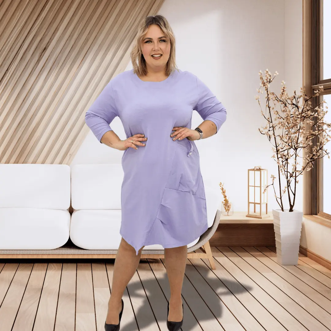 Sukienka z cyrkoniami na przodzie - fiolet Stylowa XL