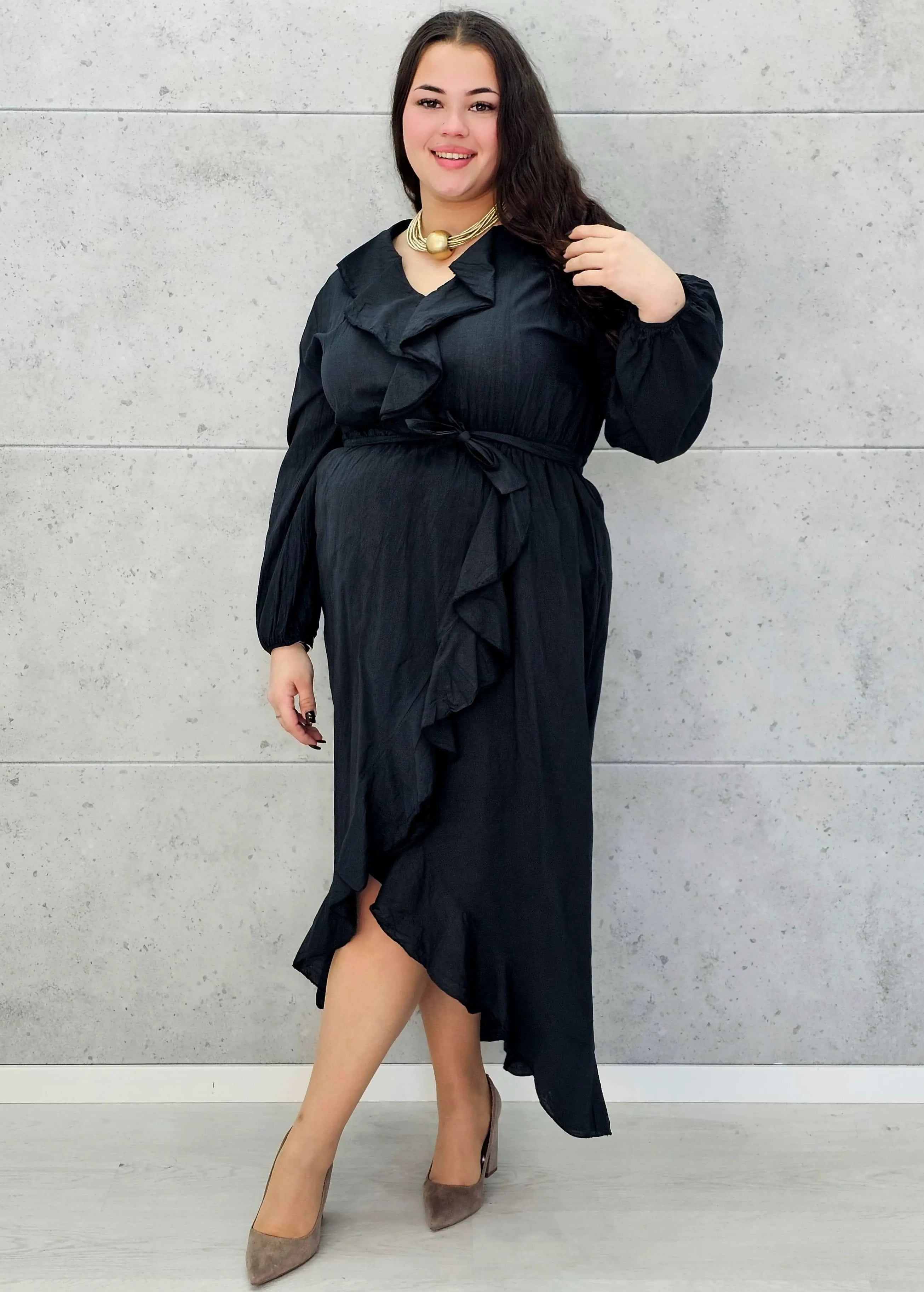 Sukienka z falbanką - Moda Plus Size - Stylowa XL