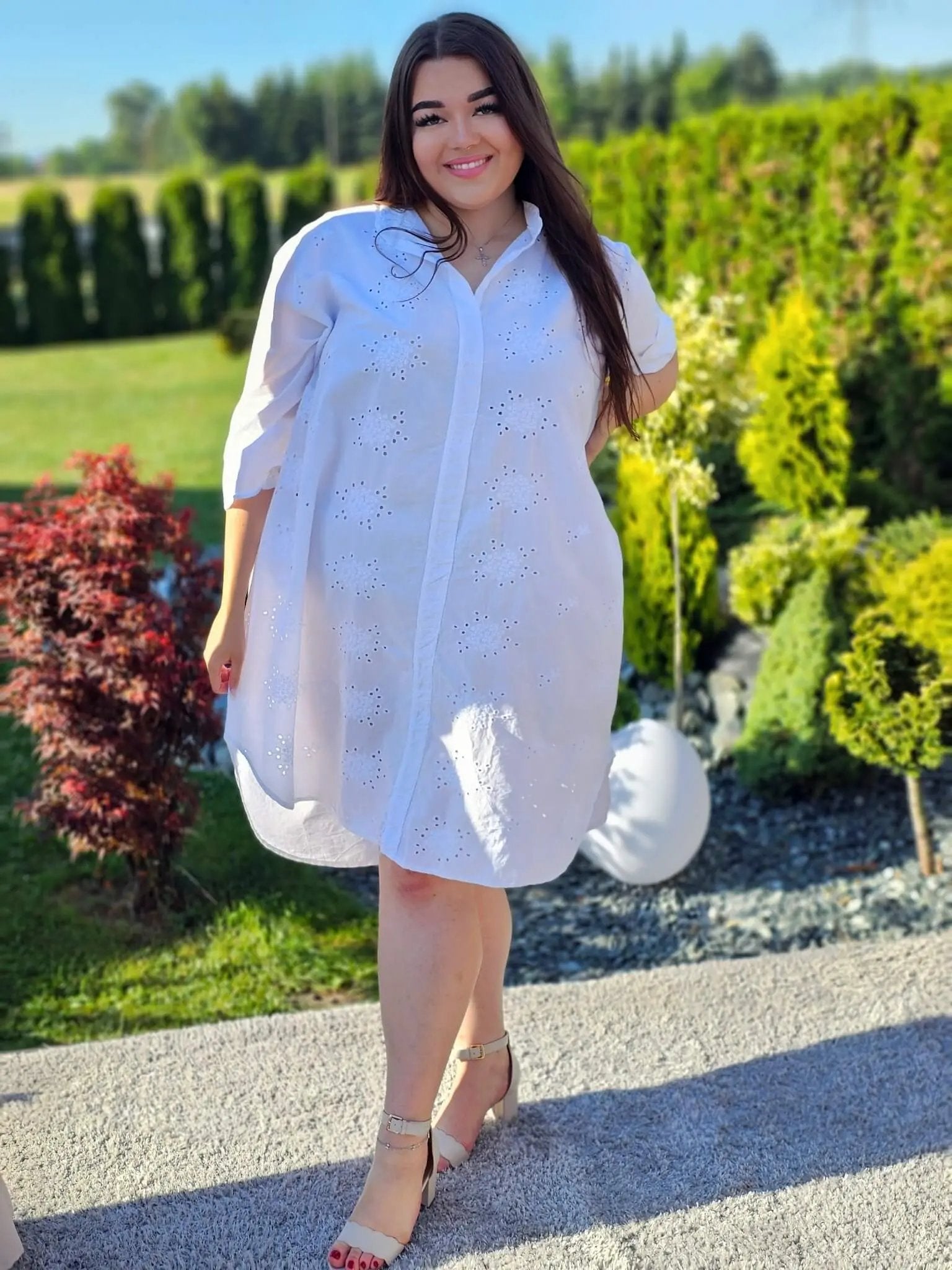 Sukienka z haftem angielskim Stylowa XL