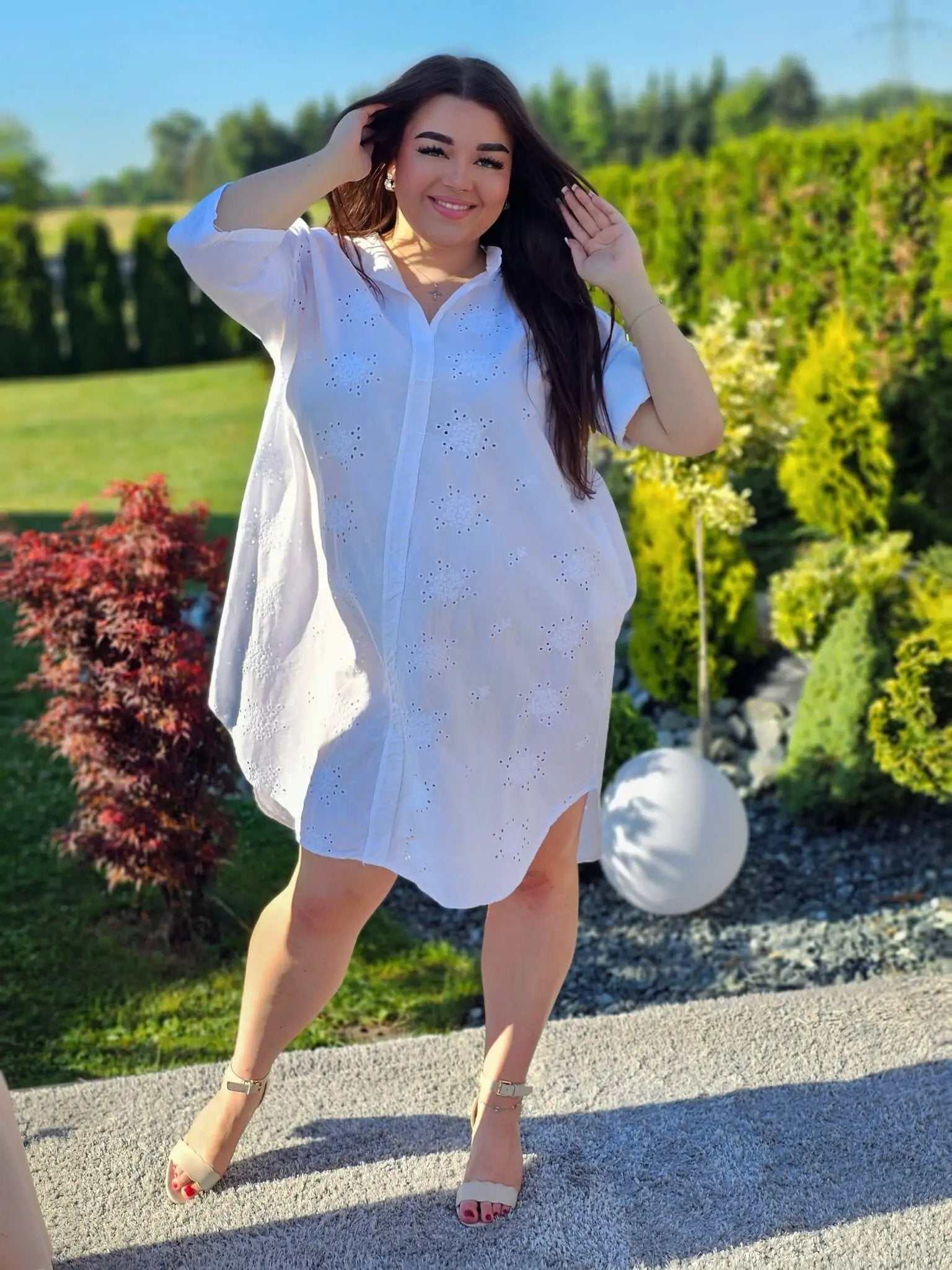 Sukienka z haftem angielskim Stylowa XL