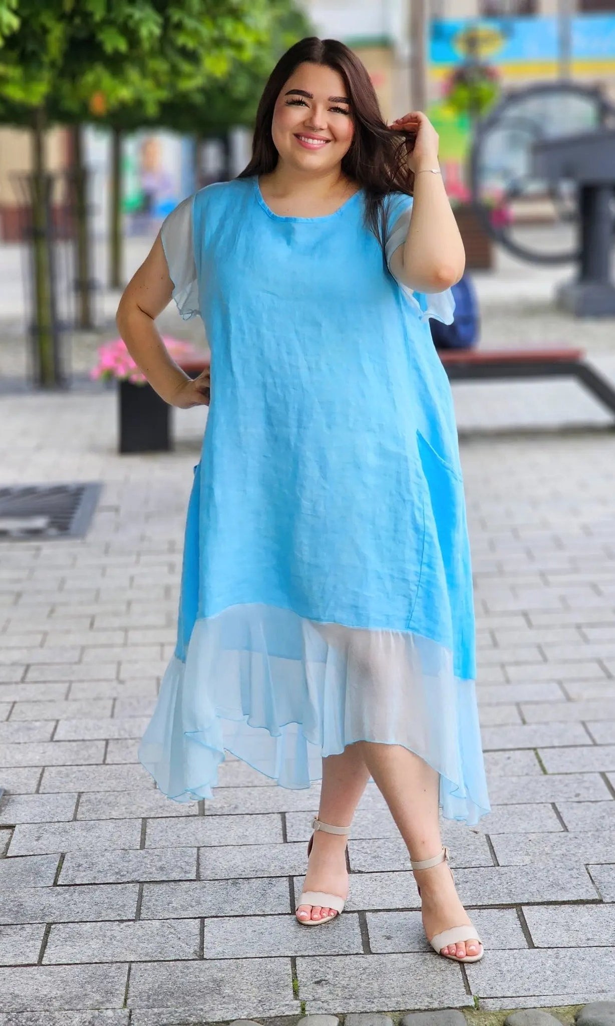 Sukienka z mieszanki lnu Stylowa XL