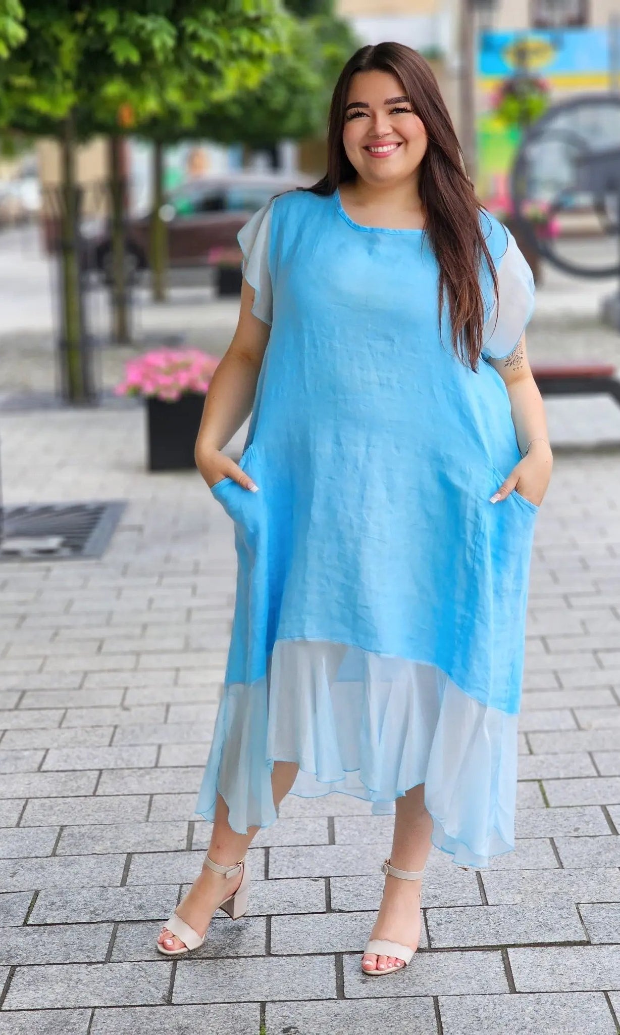 Sukienka z mieszanki lnu Stylowa XL