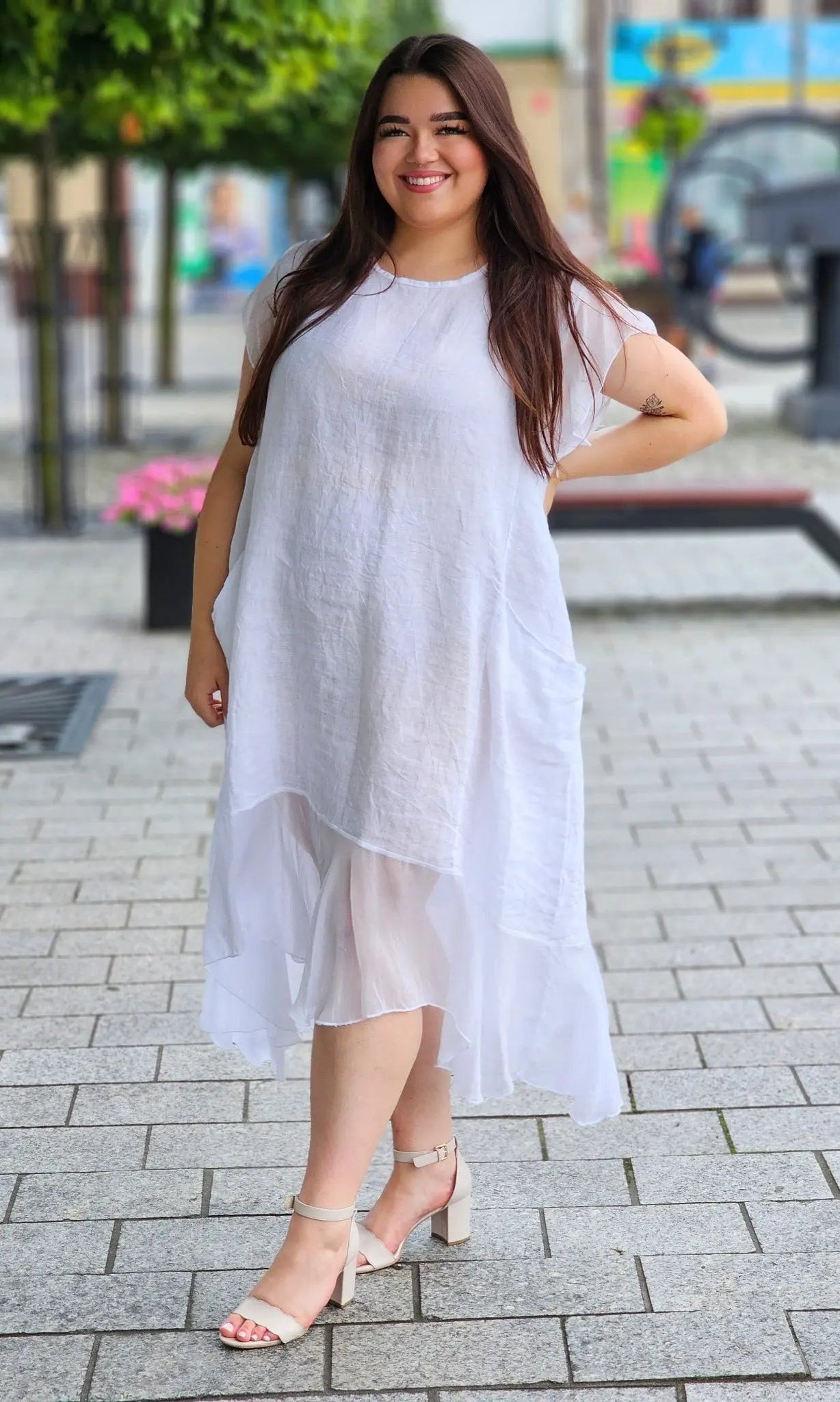 Sukienka z mieszanki lnu Stylowa XL