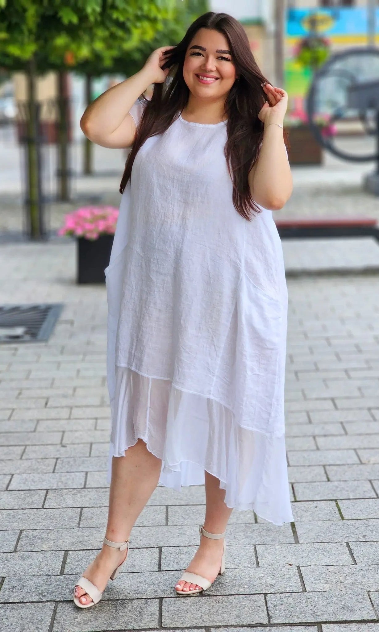 Sukienka z mieszanki lnu Stylowa XL