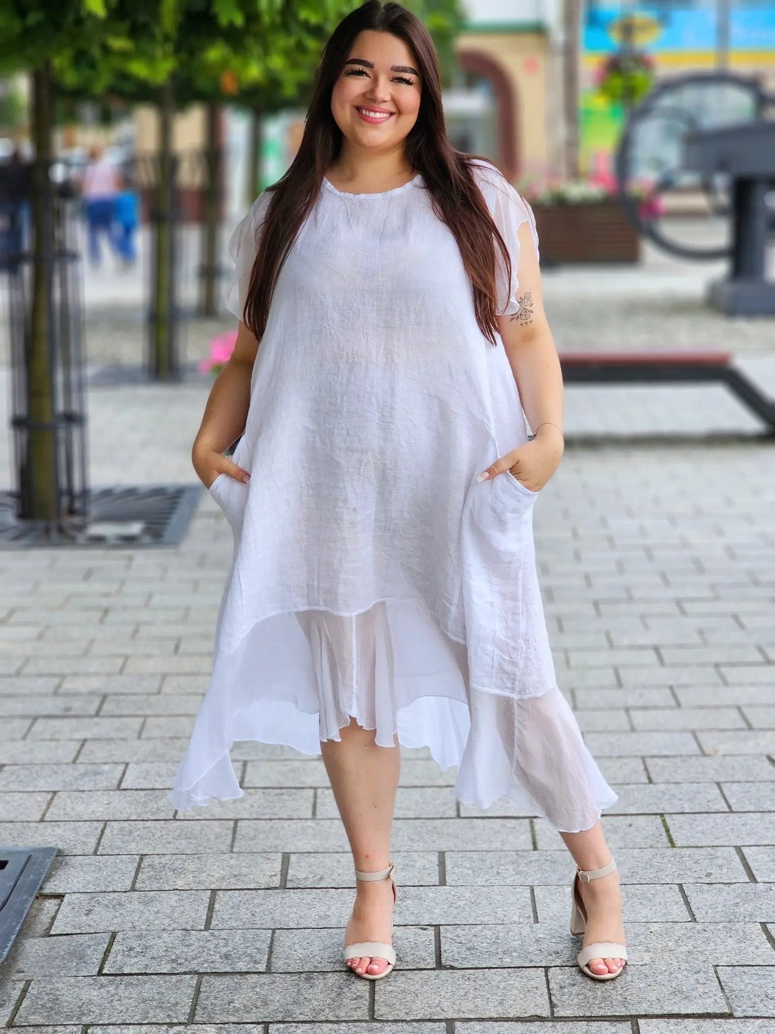 Sukienka z mieszanki lnu Stylowa XL