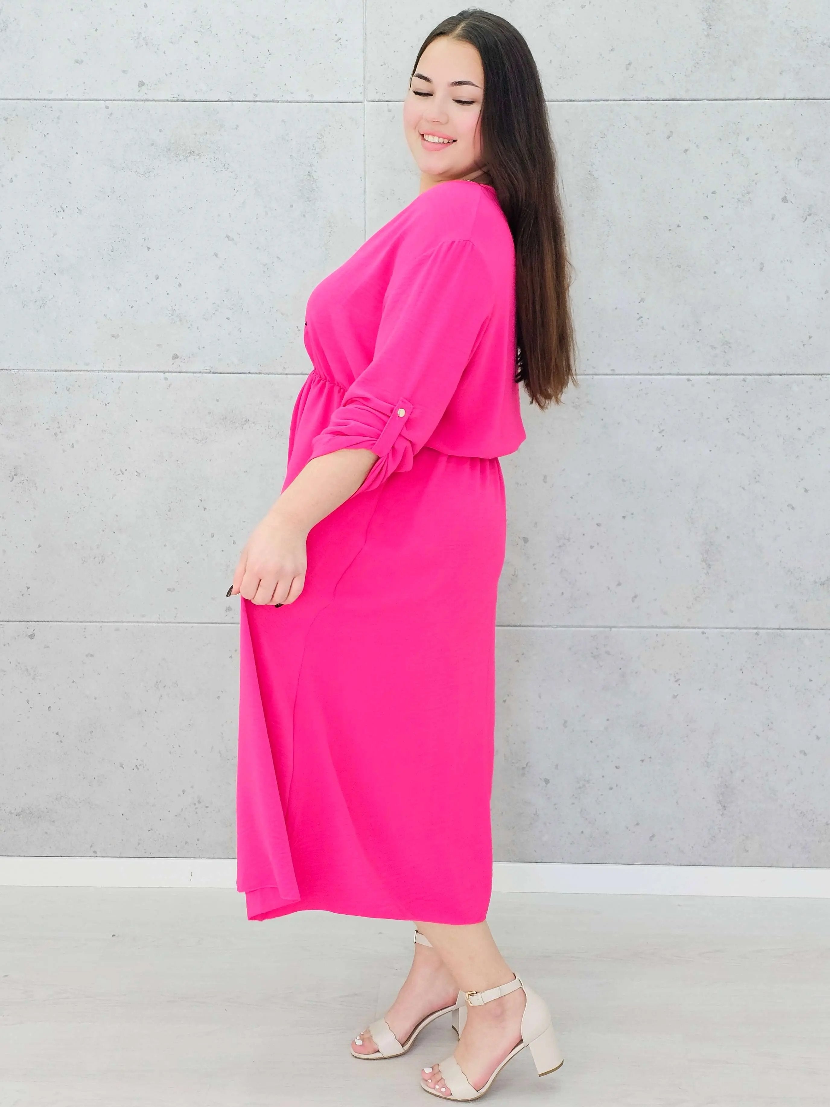 Sukienka z suwakiem i gumką w talii–moda dla kobiet plus size Stylowa XL