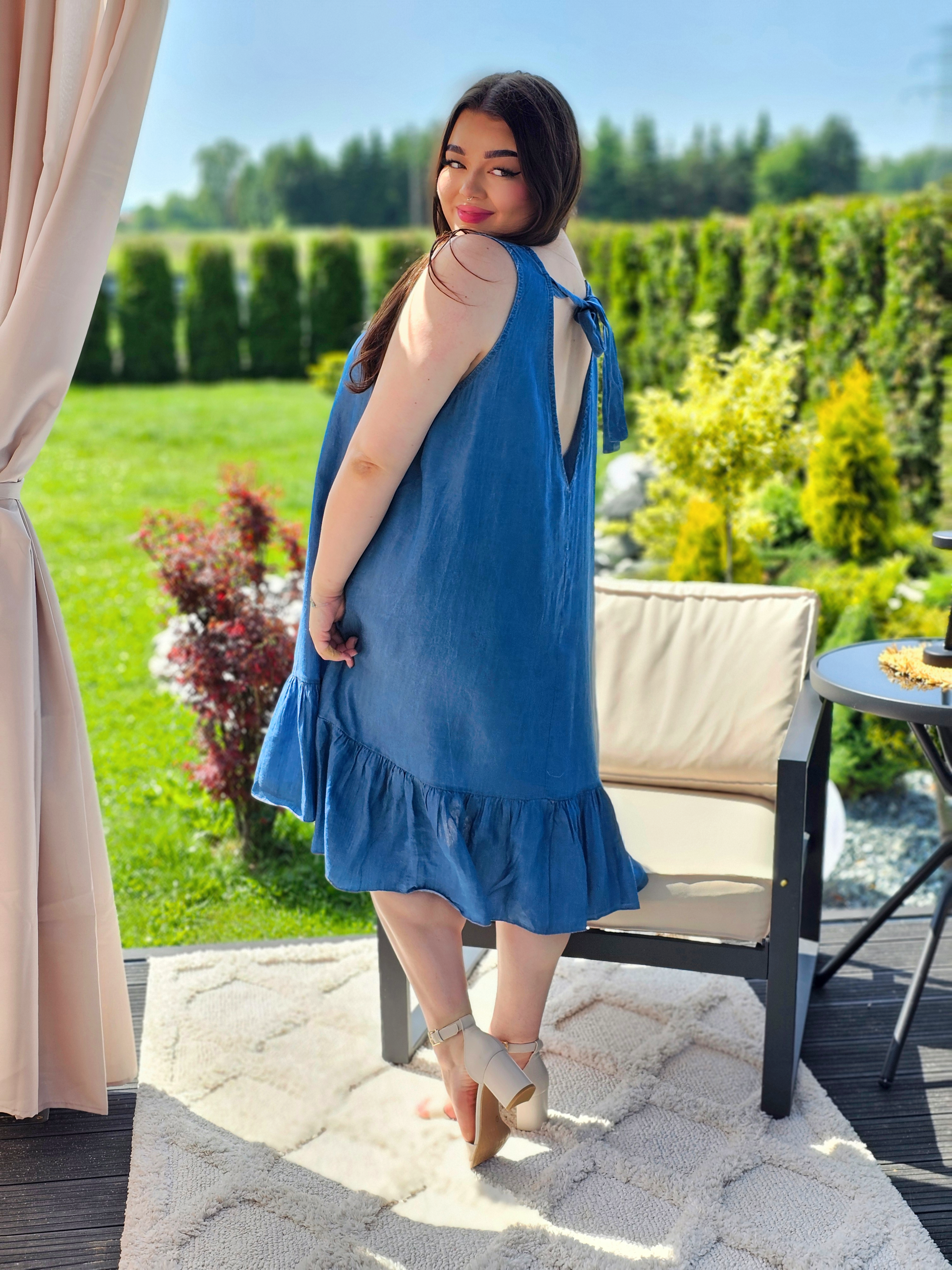 Sukienka z wiązaniem na plecach - dwa odcienie Stylowa XL