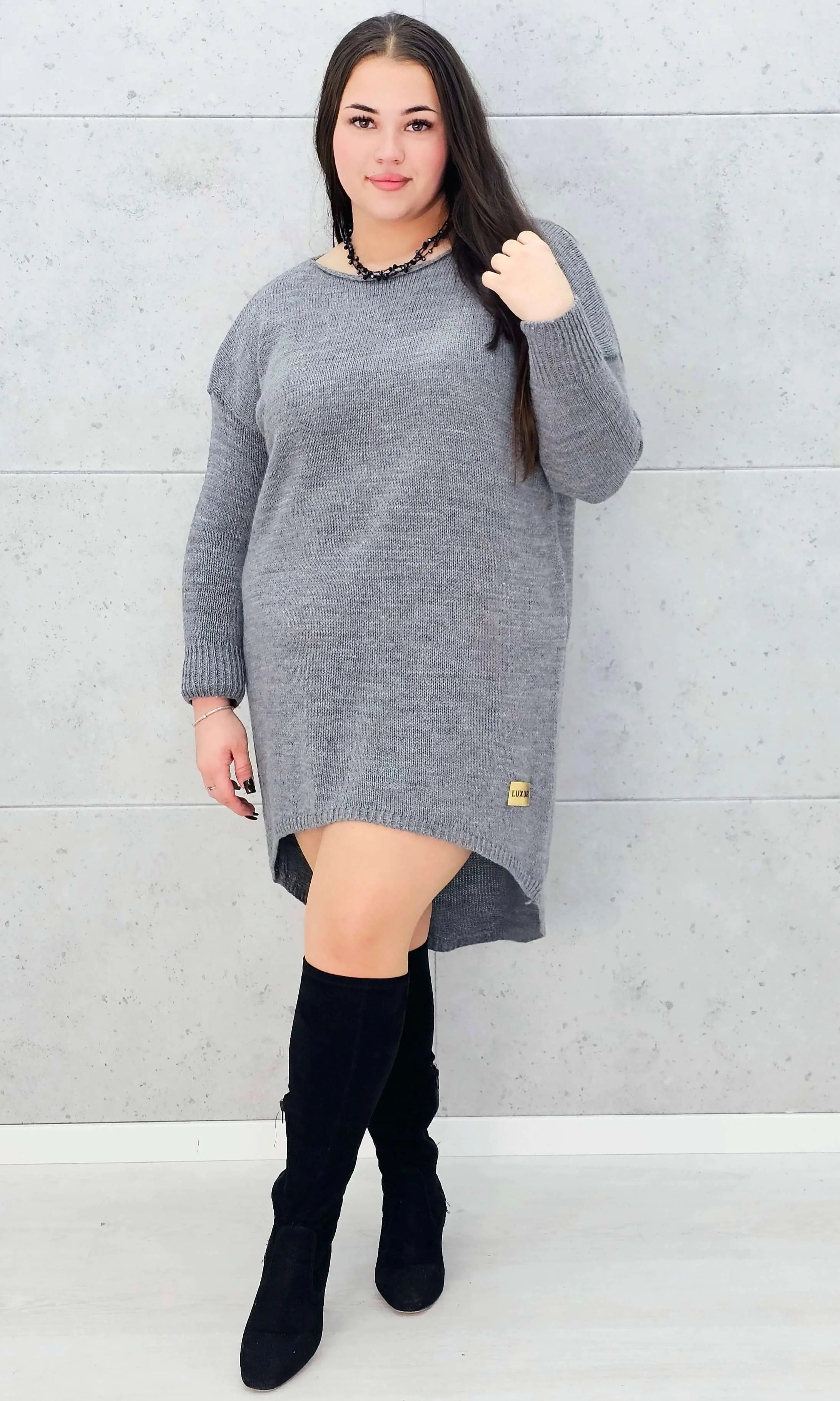 Sweter-Tunika z Ażurowym Splotem Stylowa XL