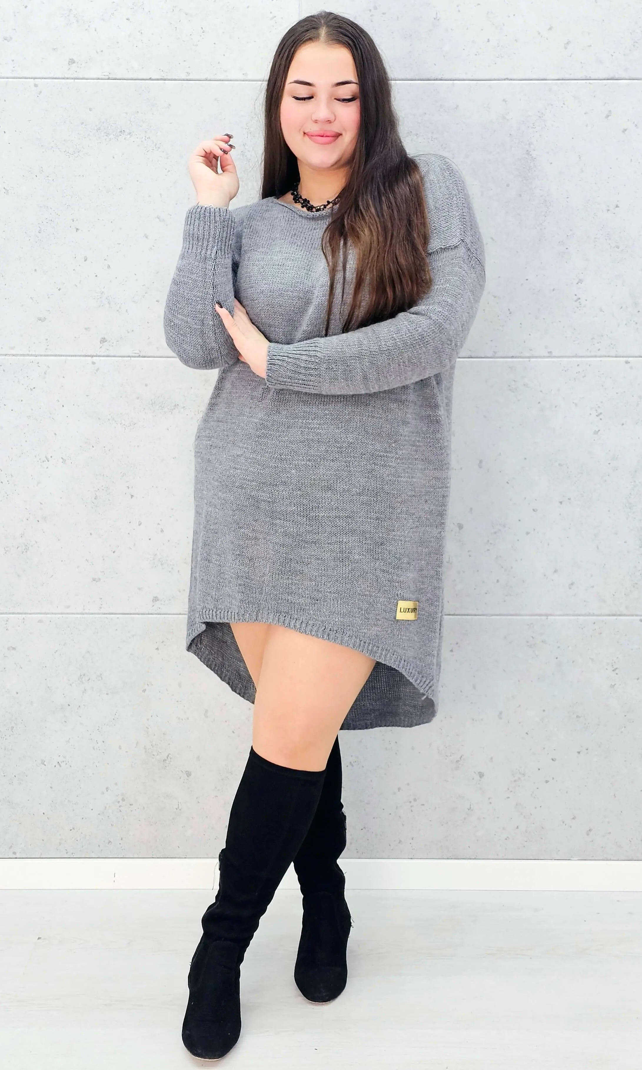 Sweter-Tunika z Ażurowym Splotem Stylowa XL