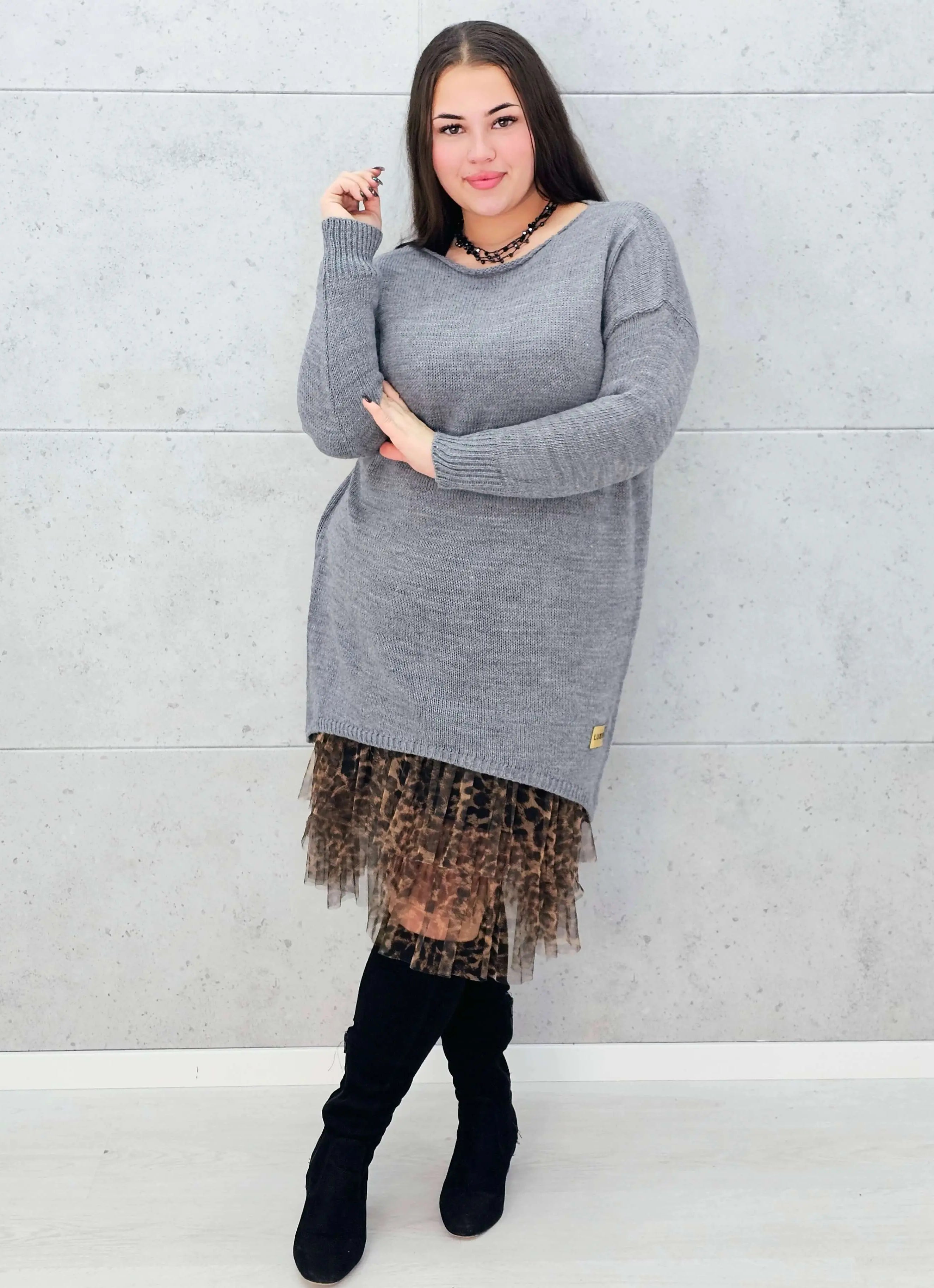 Sweter-Tunika z Ażurowym Splotem Stylowa XL