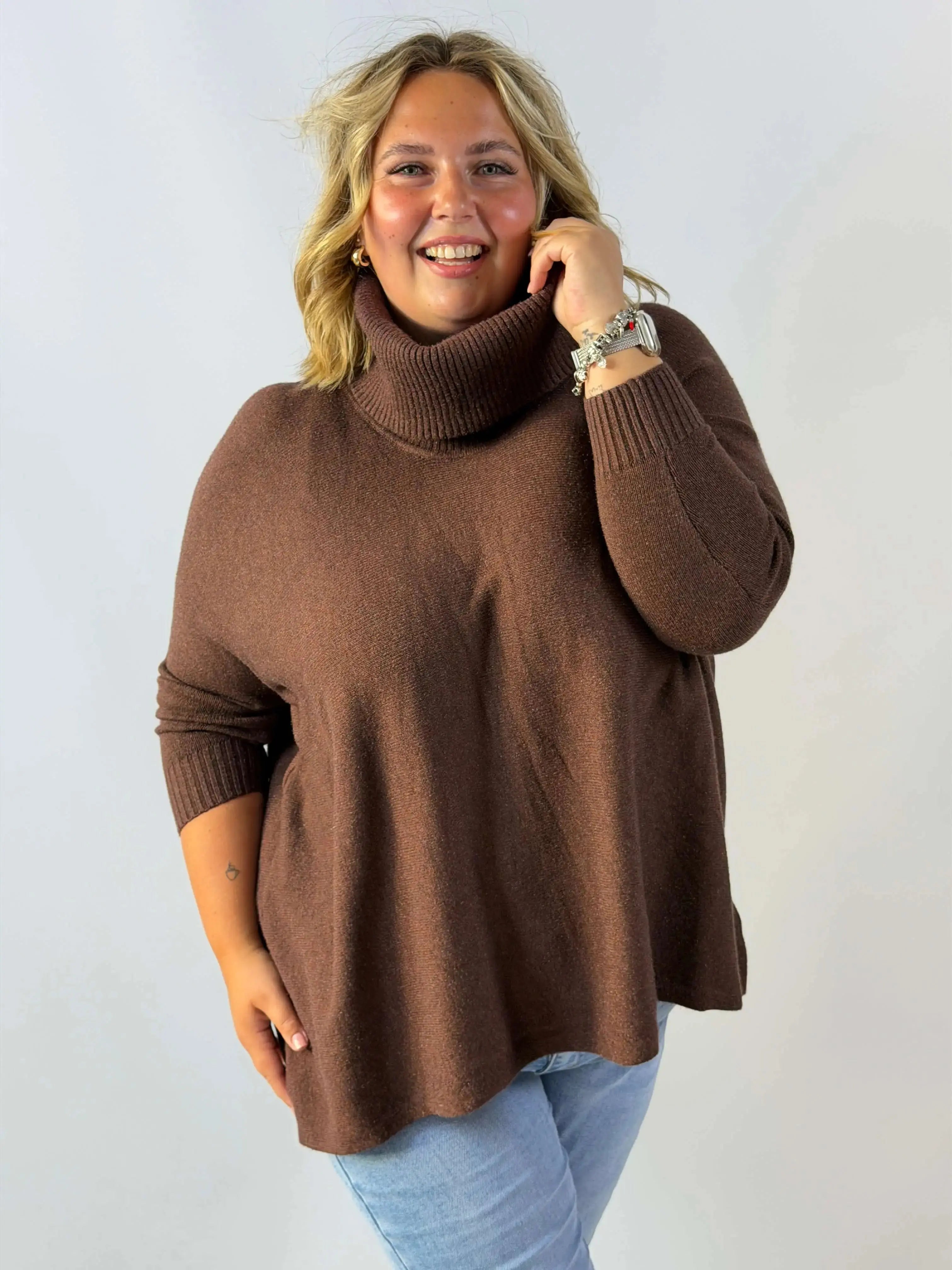 Sweter damski Plus Size z szerokim golfem i luźnym fasonem Stylowa XL