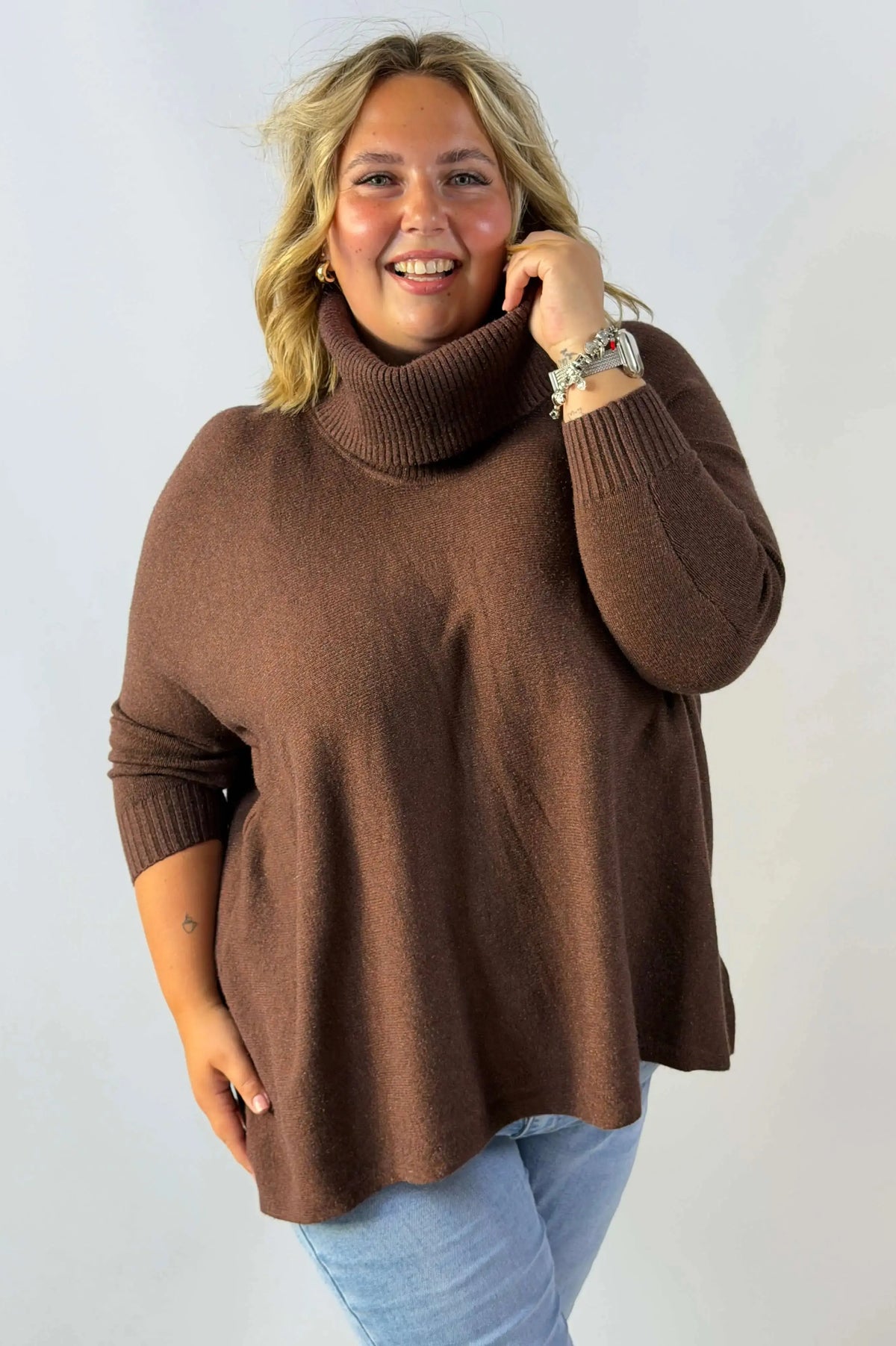 Sweter damski Plus Size z szerokim golfem i luźnym fasonem Stylowa XL