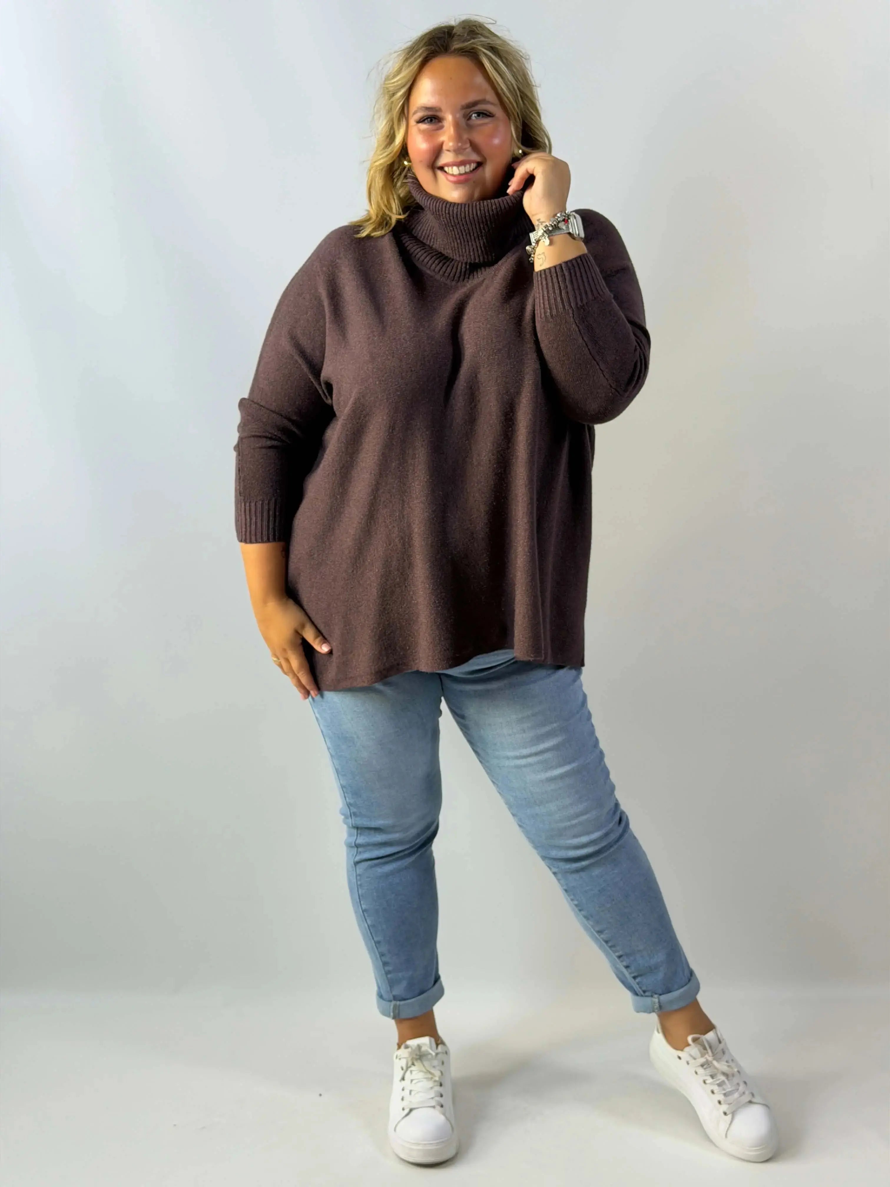 Sweter damski Plus Size z szerokim golfem i luźnym fasonem Stylowa XL