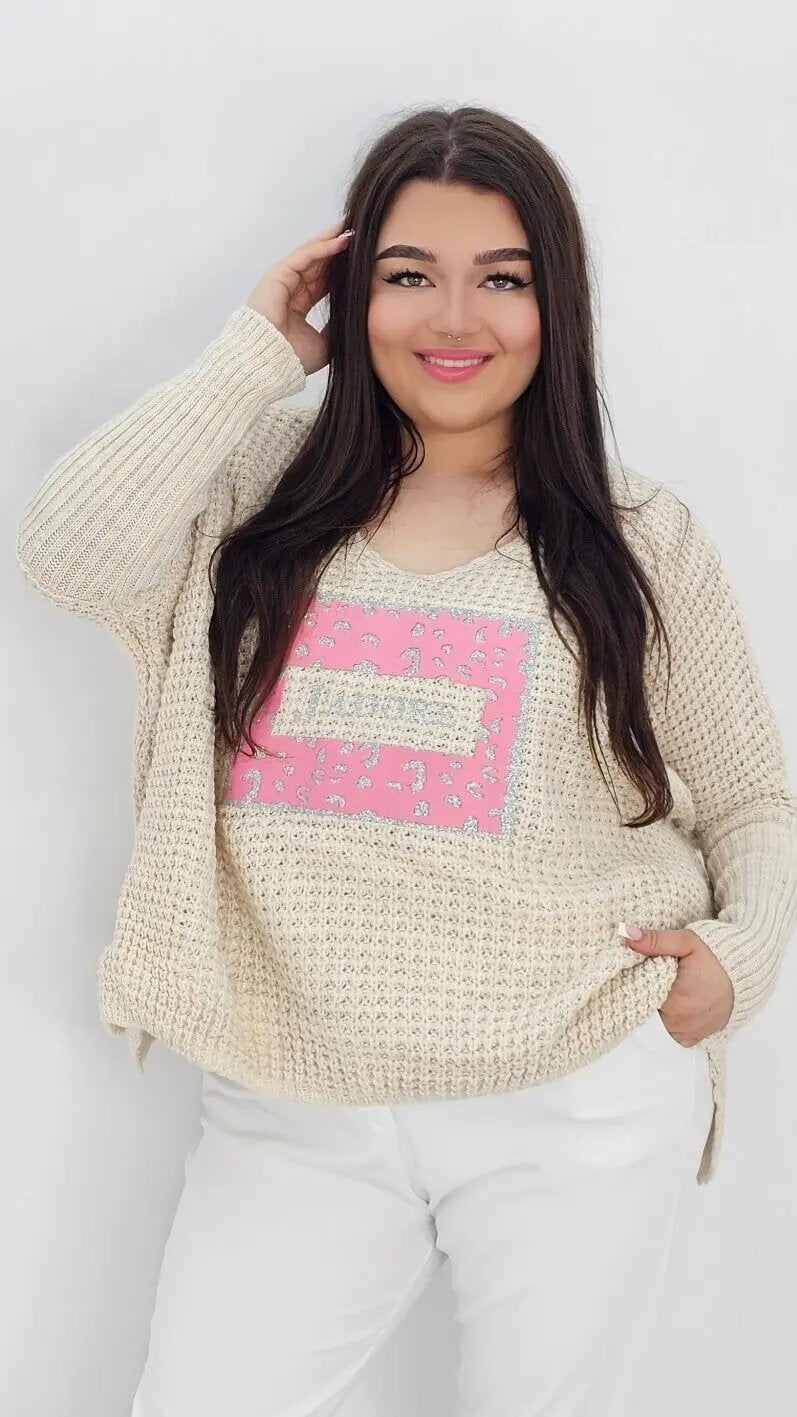 Sweter idealny na chłodne dni JADORE  – beż Stylowa XL