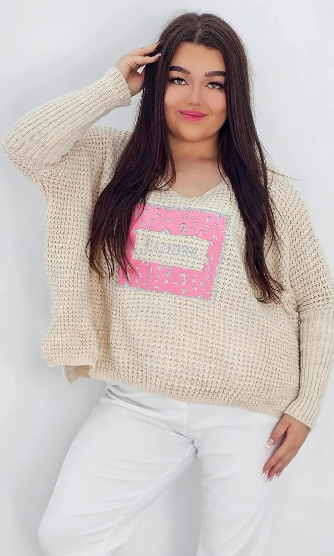 Sweter idealny na chłodne dni JADORE – beż Stylowa XL