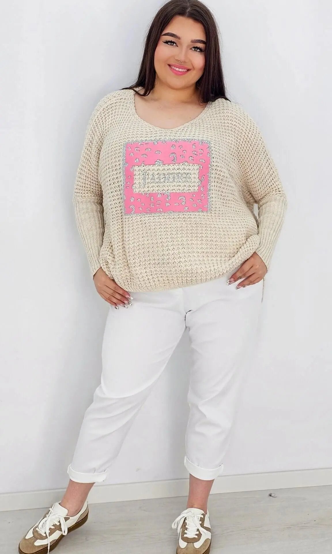 Sweter idealny na chłodne dni JADORE – beż Stylowa XL