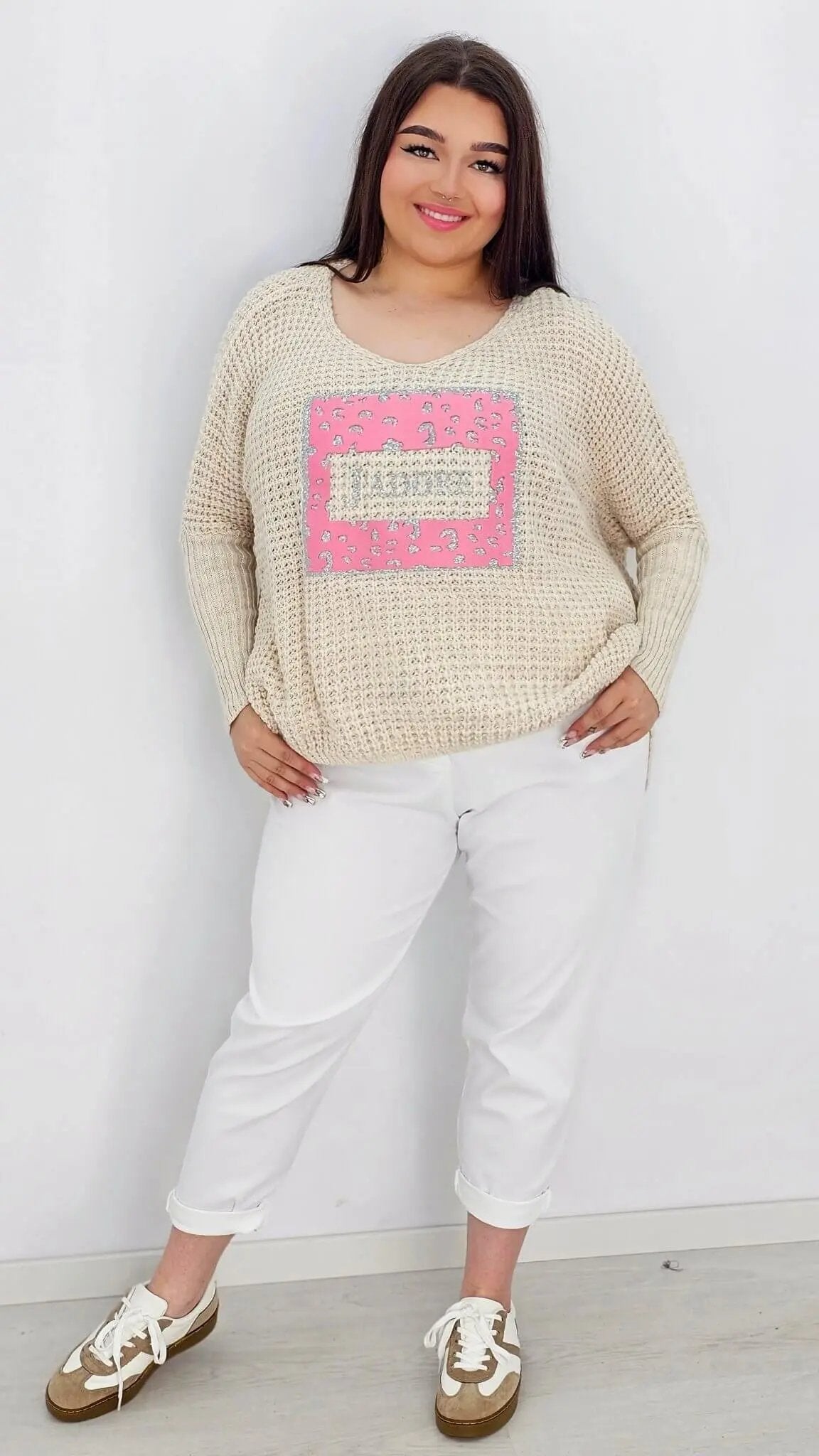 Sweter idealny na chłodne dni JADORE  – beż Stylowa XL