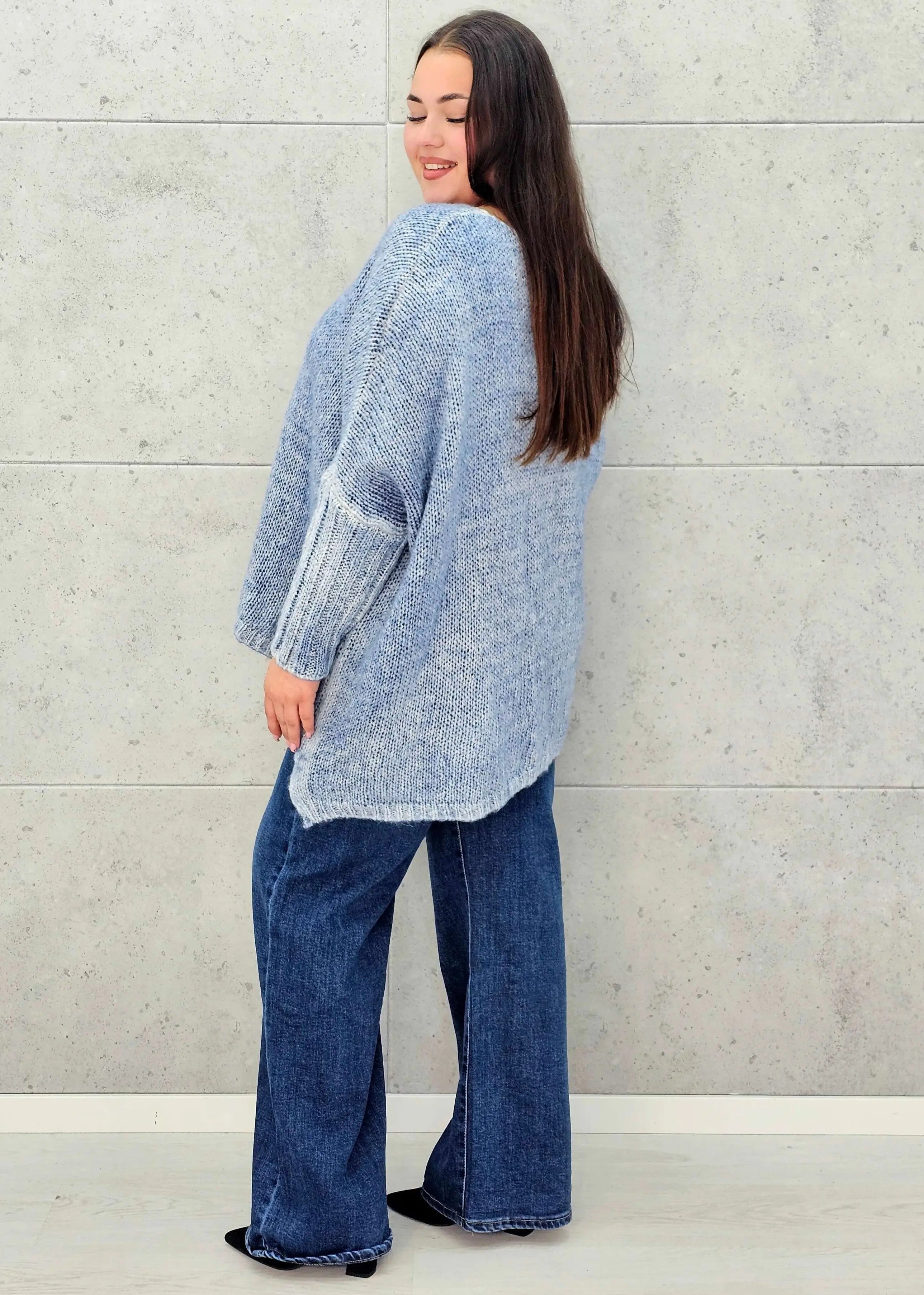 Sweter oversize plus size z miękkiej dzianiny – różowy, niebieski i beżowy Stylowa XL - Stylowa XL