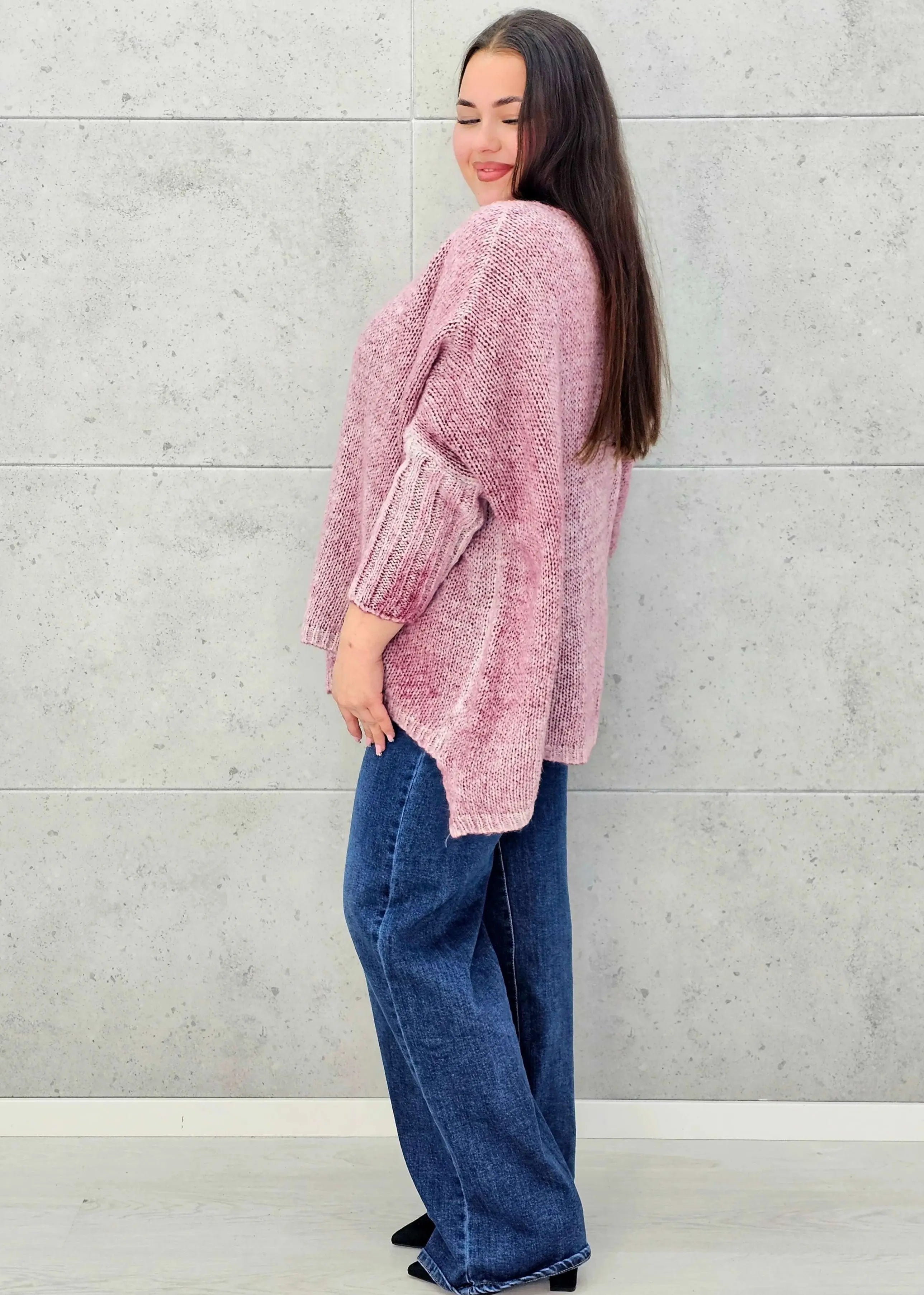 Sweter oversize plus size z miękkiej dzianiny – różowy, niebieski i beżowy Stylowa XL - Stylowa XL
