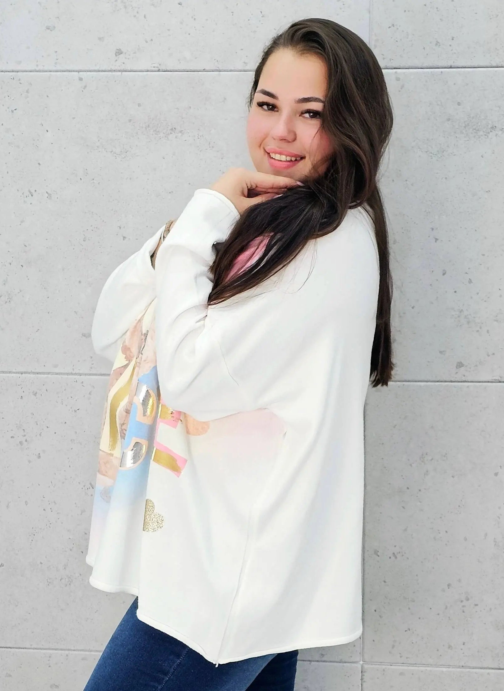 Sweter z aplikacja misia Stylowa XL