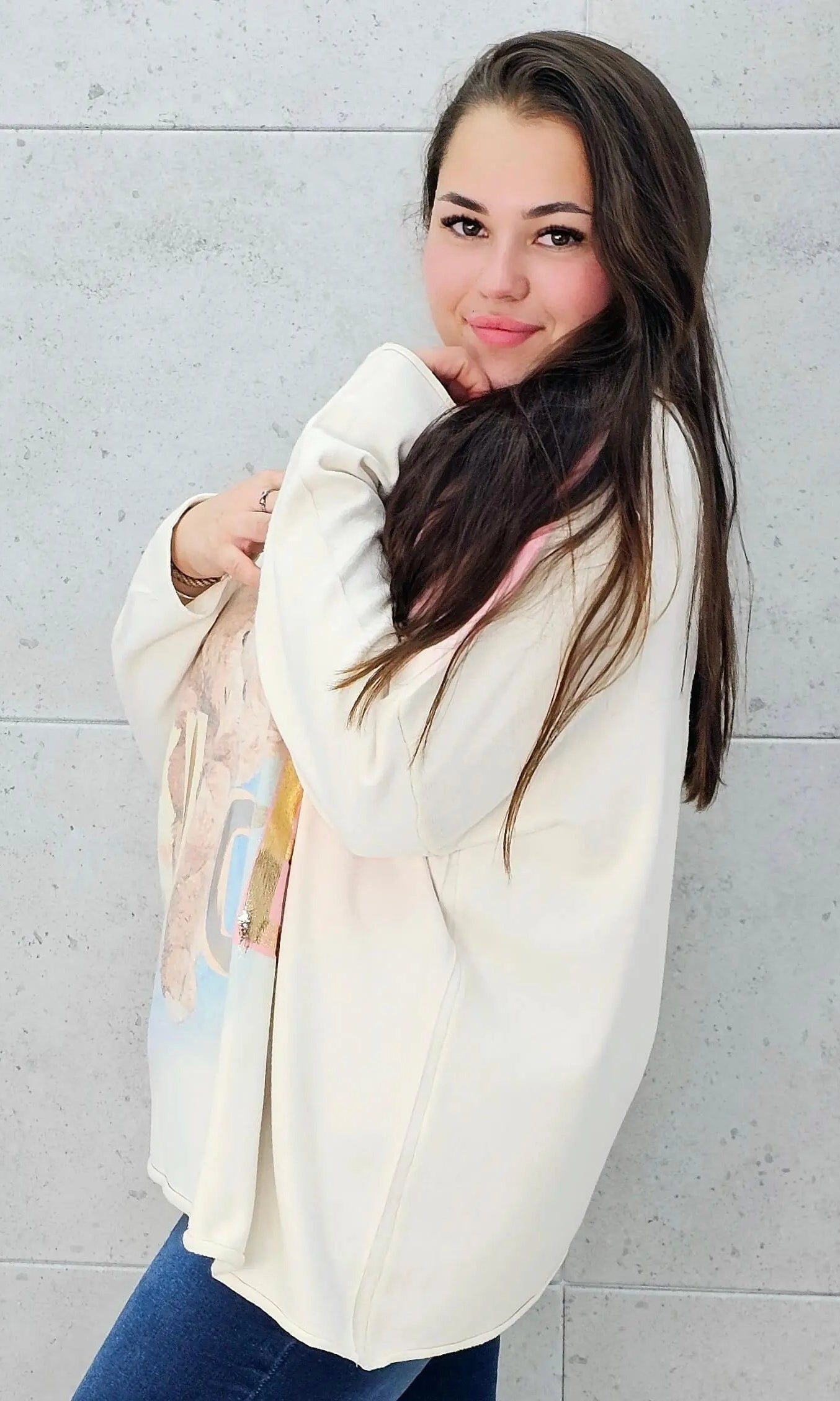 Sweter z aplikacja misia Stylowa XL