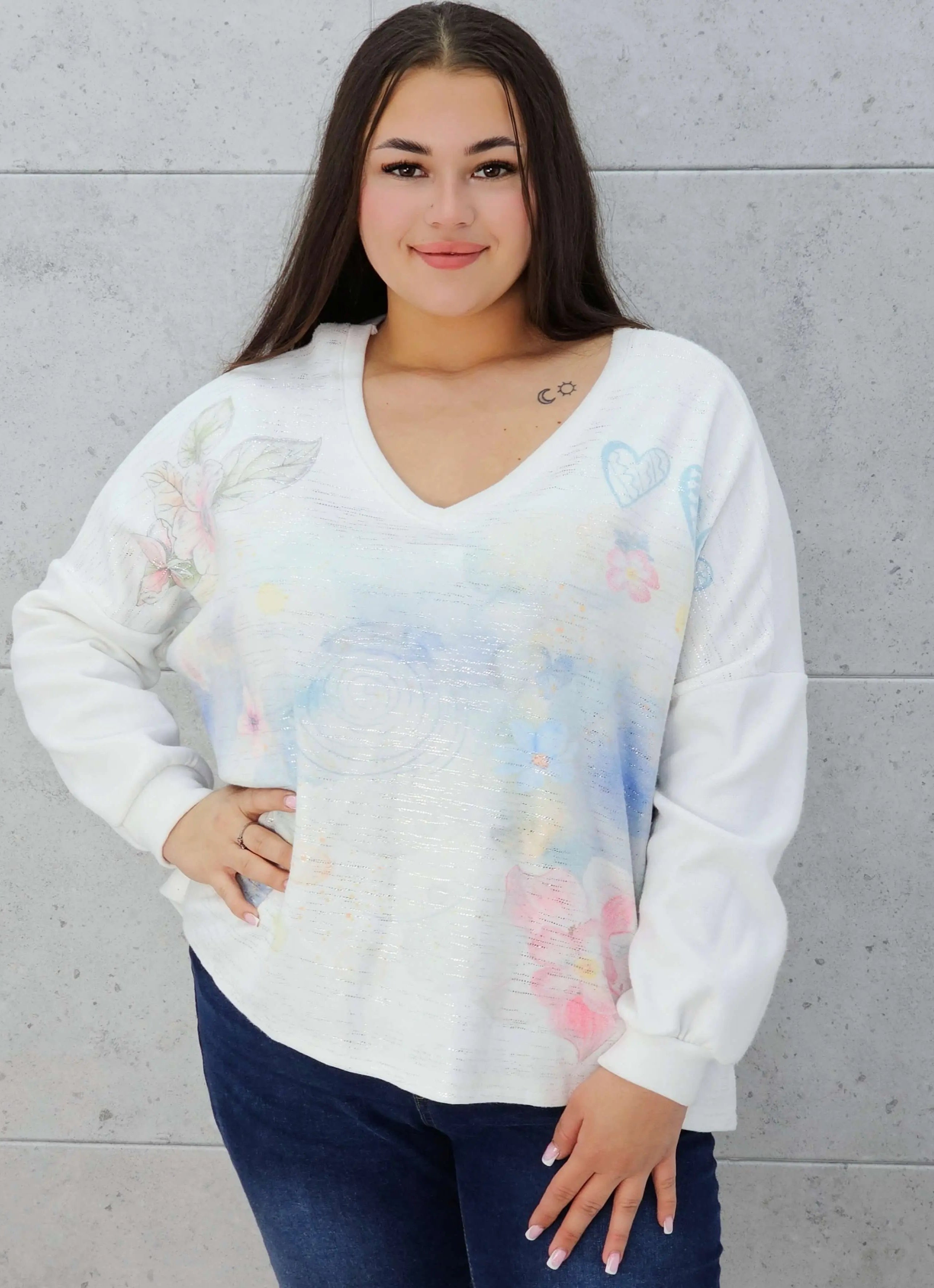 Sweter z aplikacją na przodzie Stylowa XL