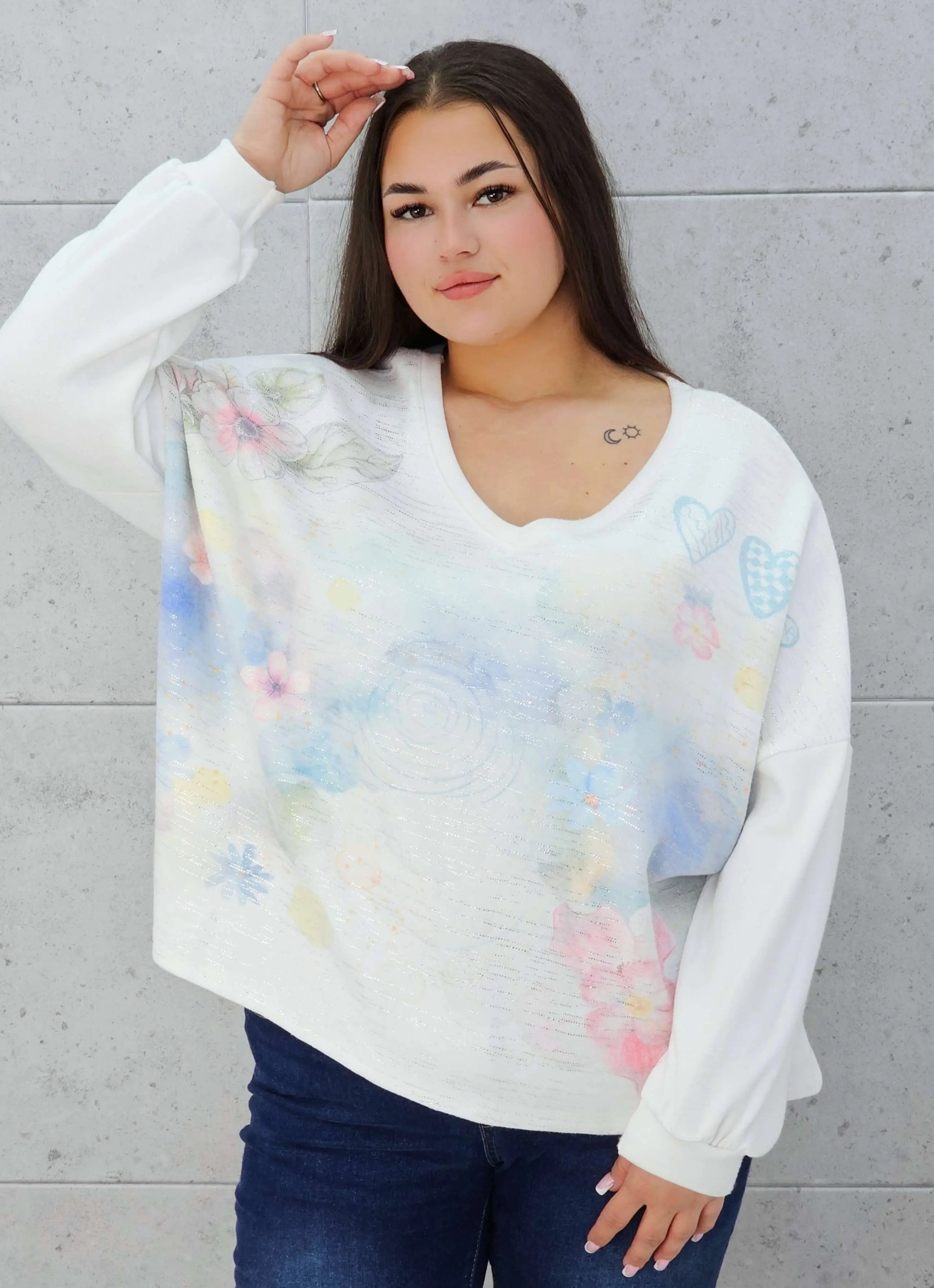 Sweter z aplikacją na przodzie Stylowa XL