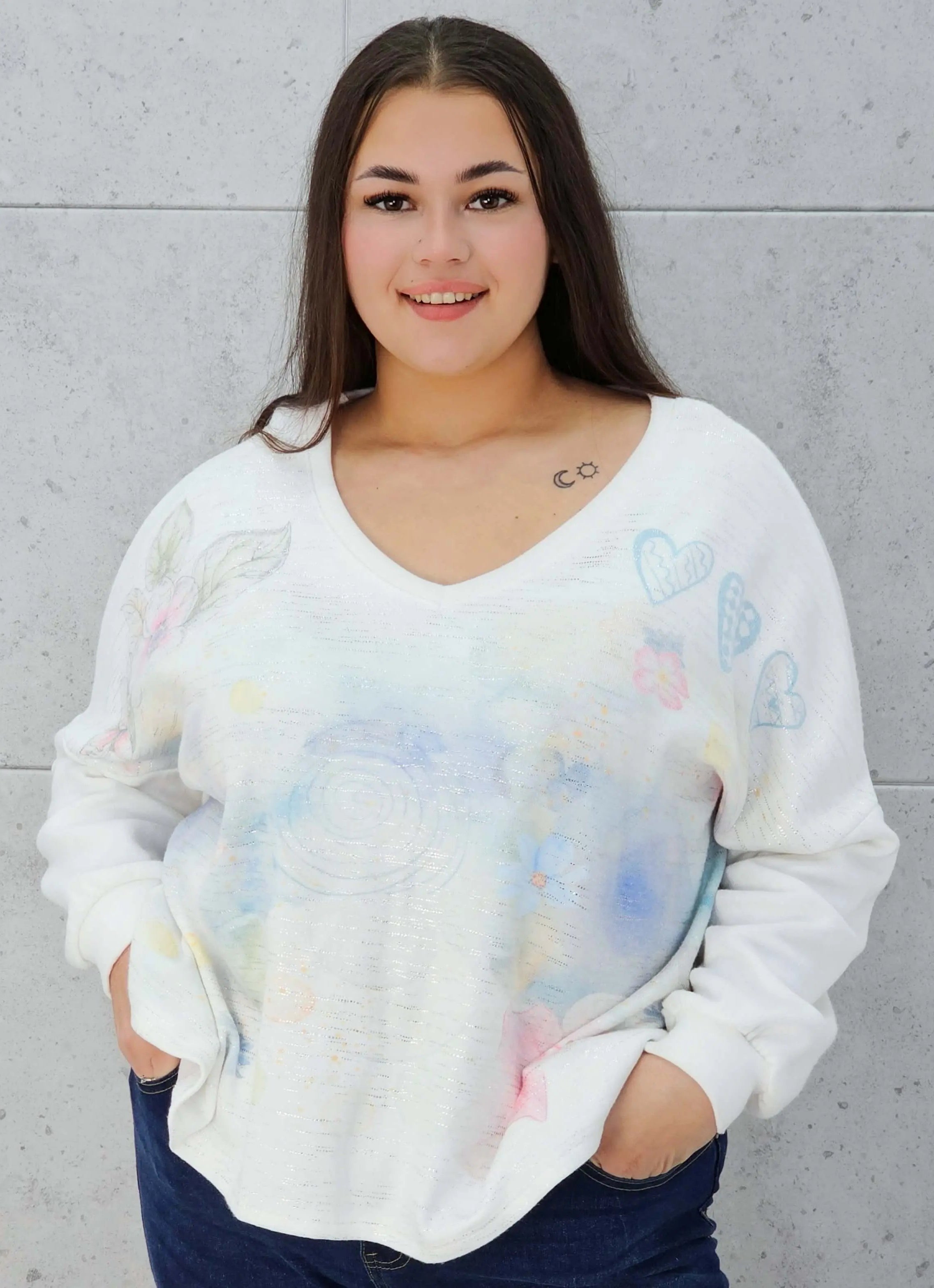 Sweter z aplikacją na przodzie Stylowa XL