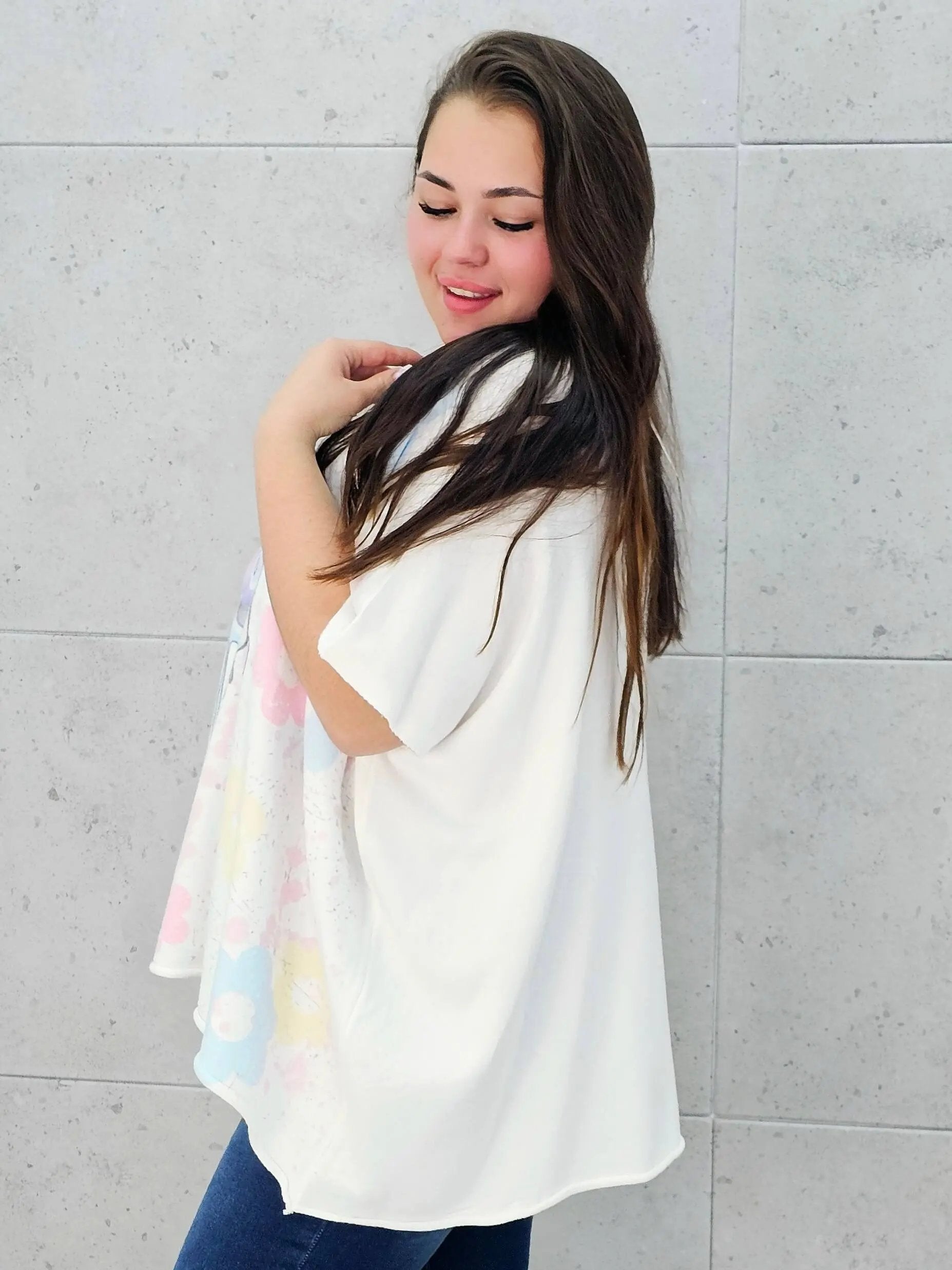 Sweter z krótkim rękawem z przodu aplikacja Stylowa XL