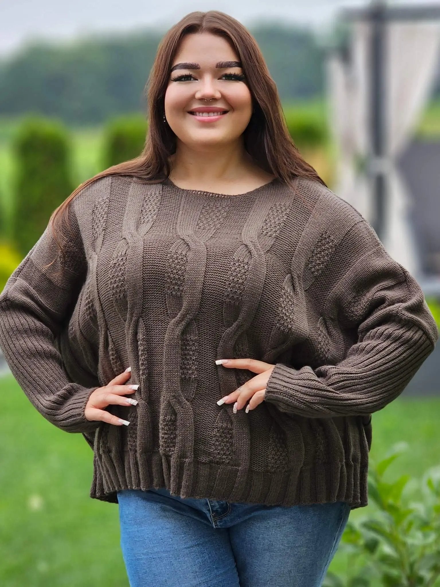 Sweter z pięknym splotem - różne kolory Stylowa XL