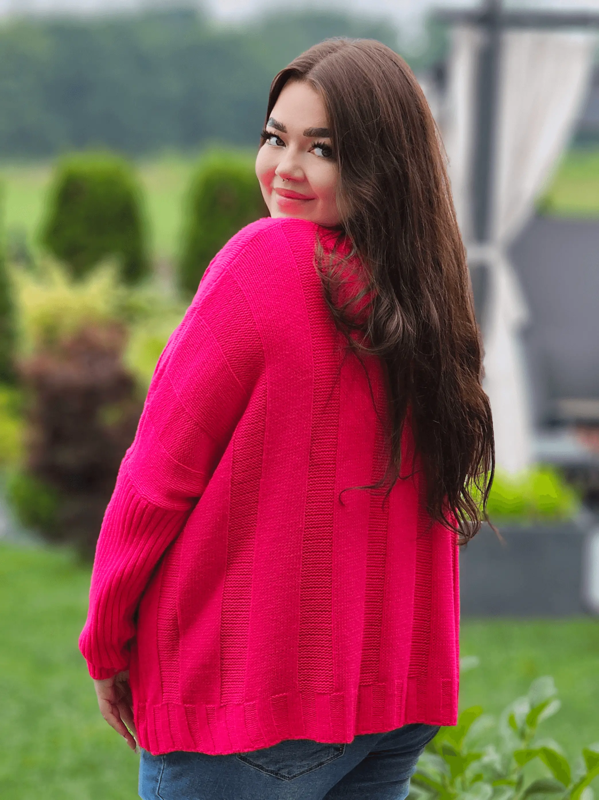 Sweter z pięknym splotem - różne kolory Stylowa XL