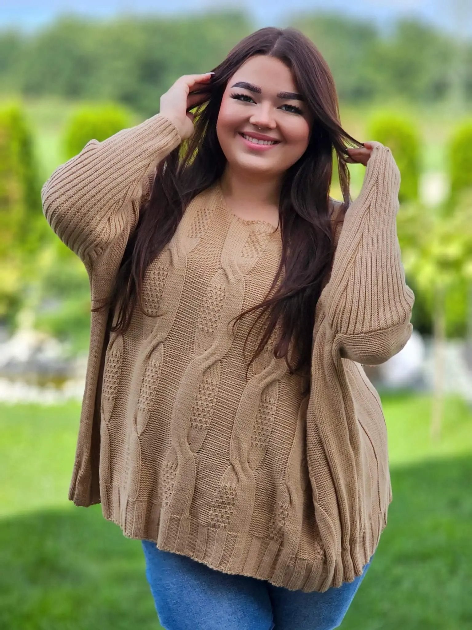 Sweter z pięknym splotem - różne kolory Stylowa XL