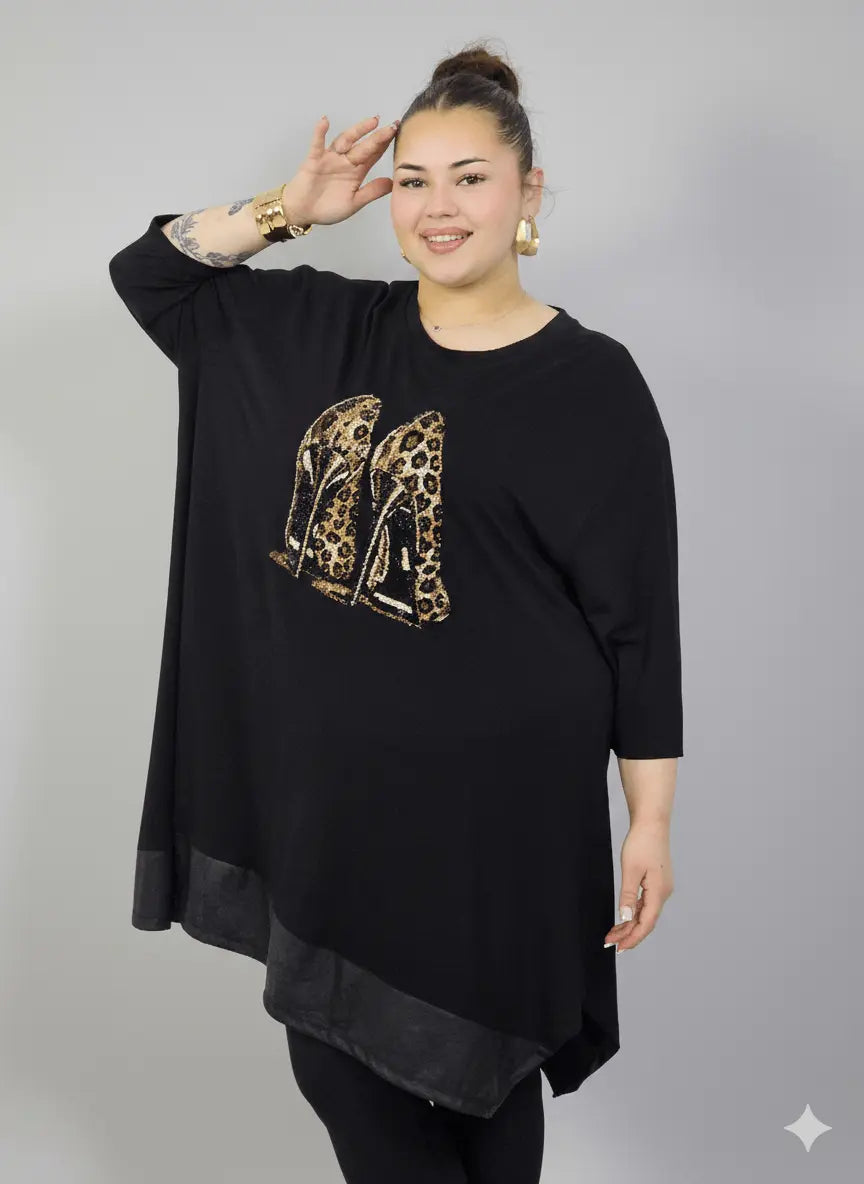 Tunika plus size z efektowną aplikacją – stylowa tunika XXL dla kobiet Stylowa XL