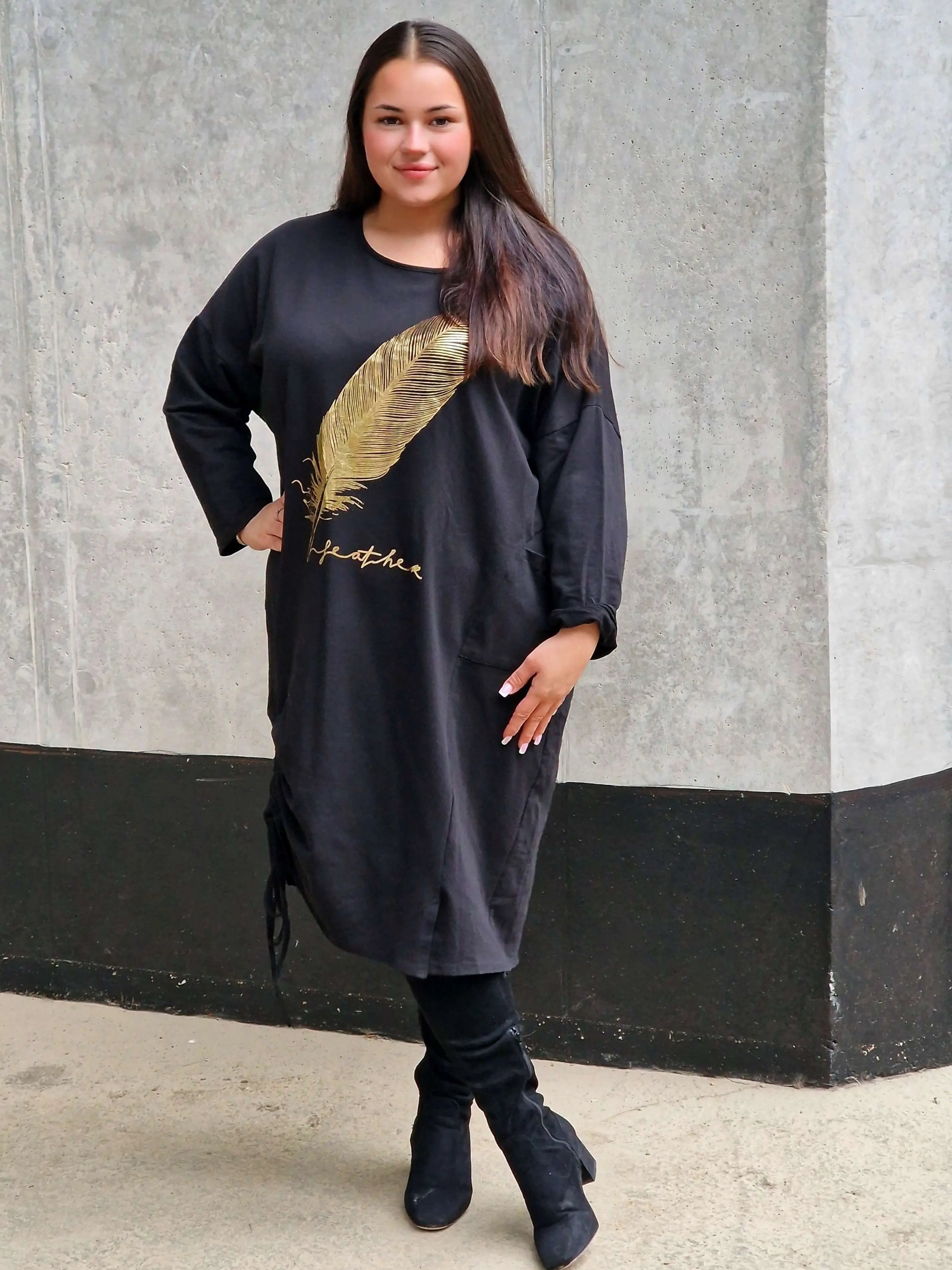 Tunika z nadrukiem złotego pióra Stylowa XL