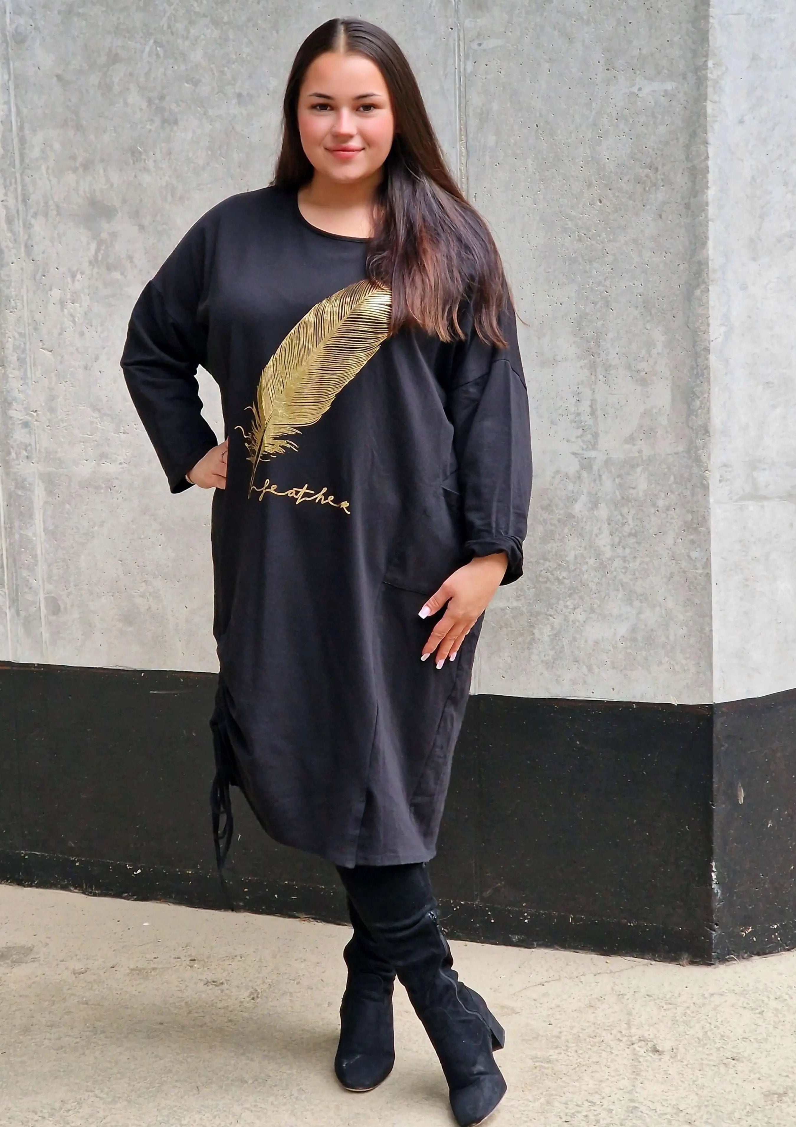 Tunika z nadrukiem złotego pióra Stylowa XL