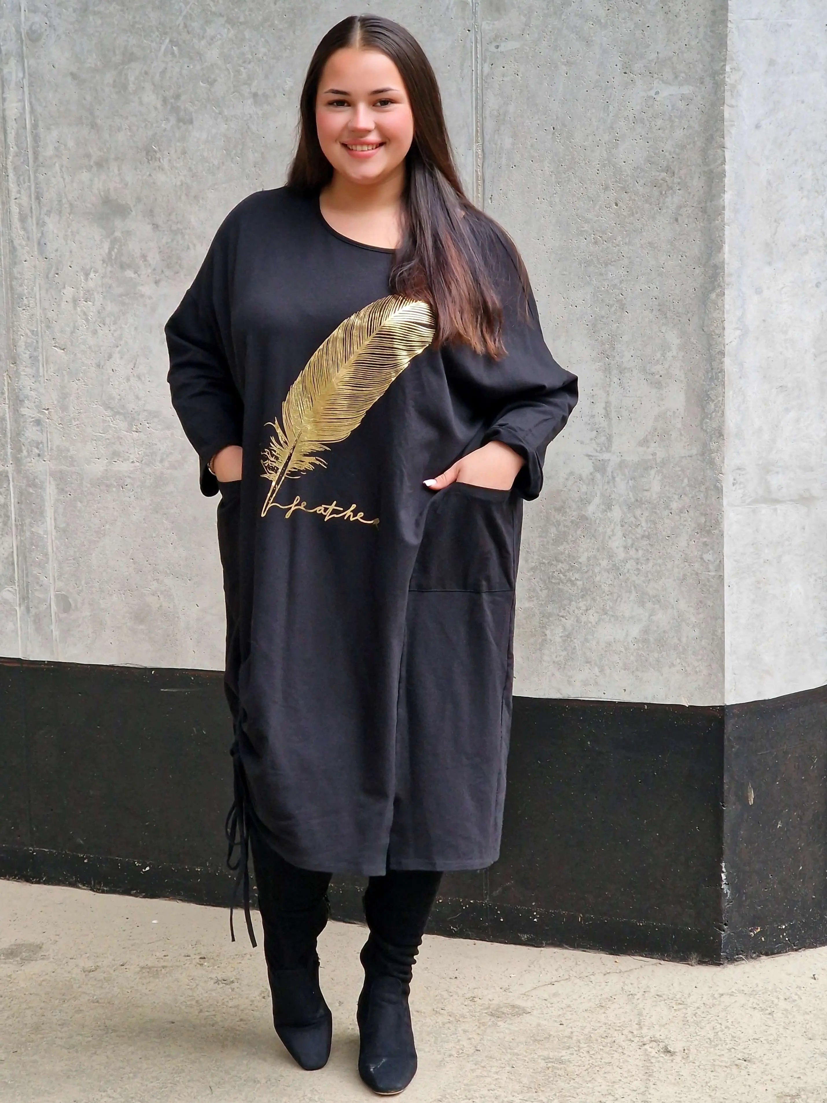 Tunika z nadrukiem złotego pióra Stylowa XL