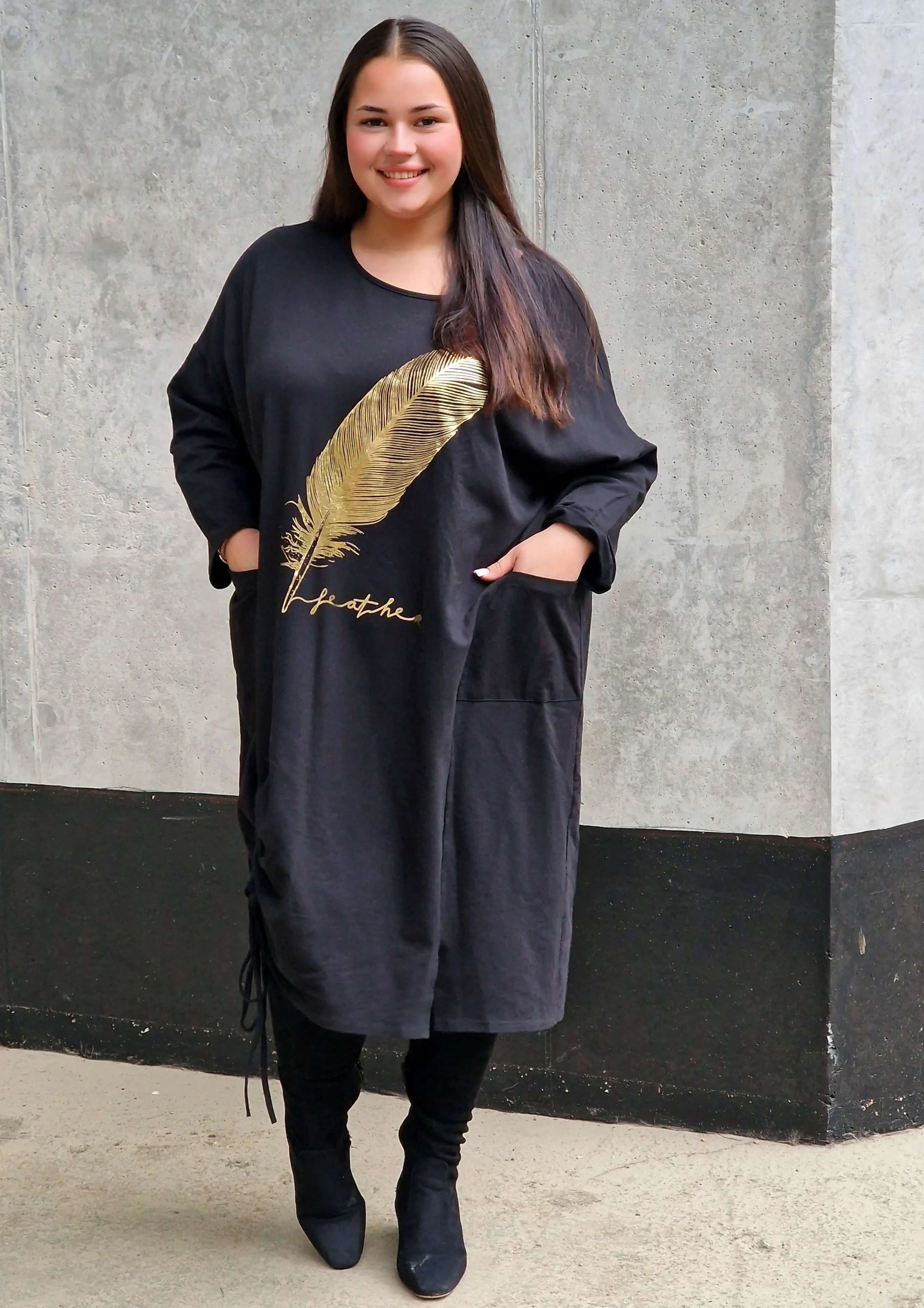 Tunika z nadrukiem złotego pióra Stylowa XL