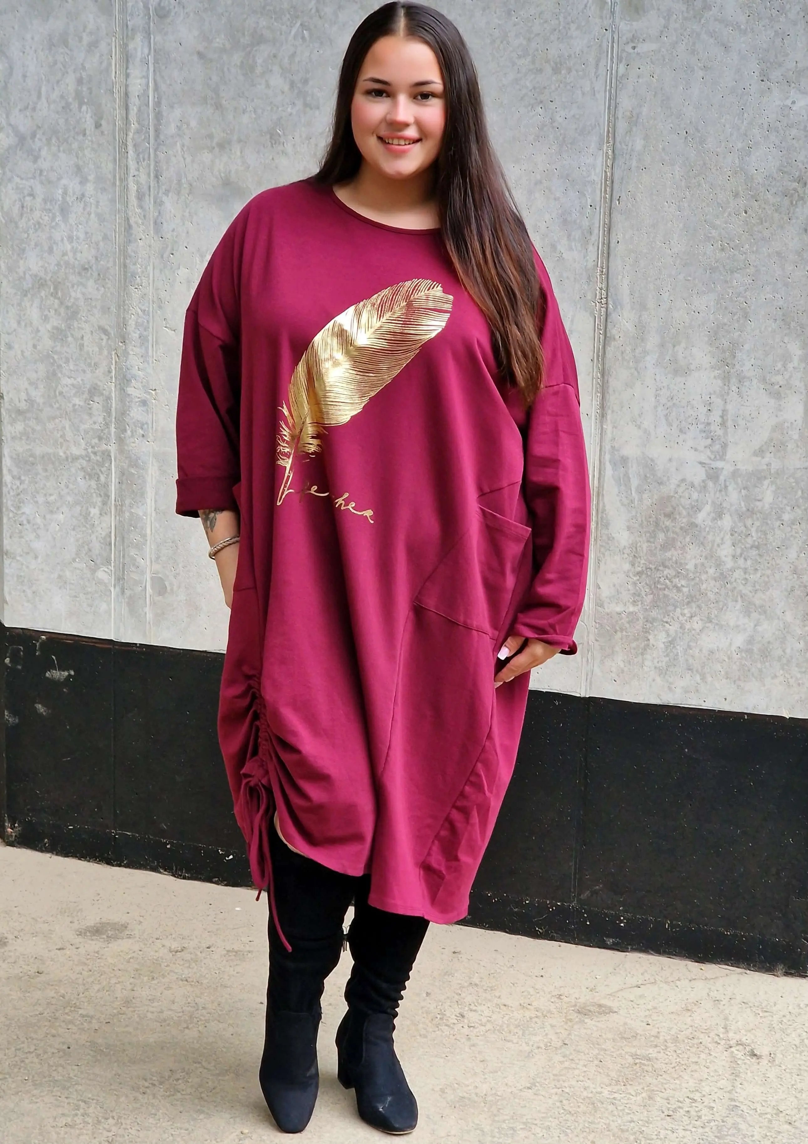 Tunika z nadrukiem złotego pióra Stylowa XL