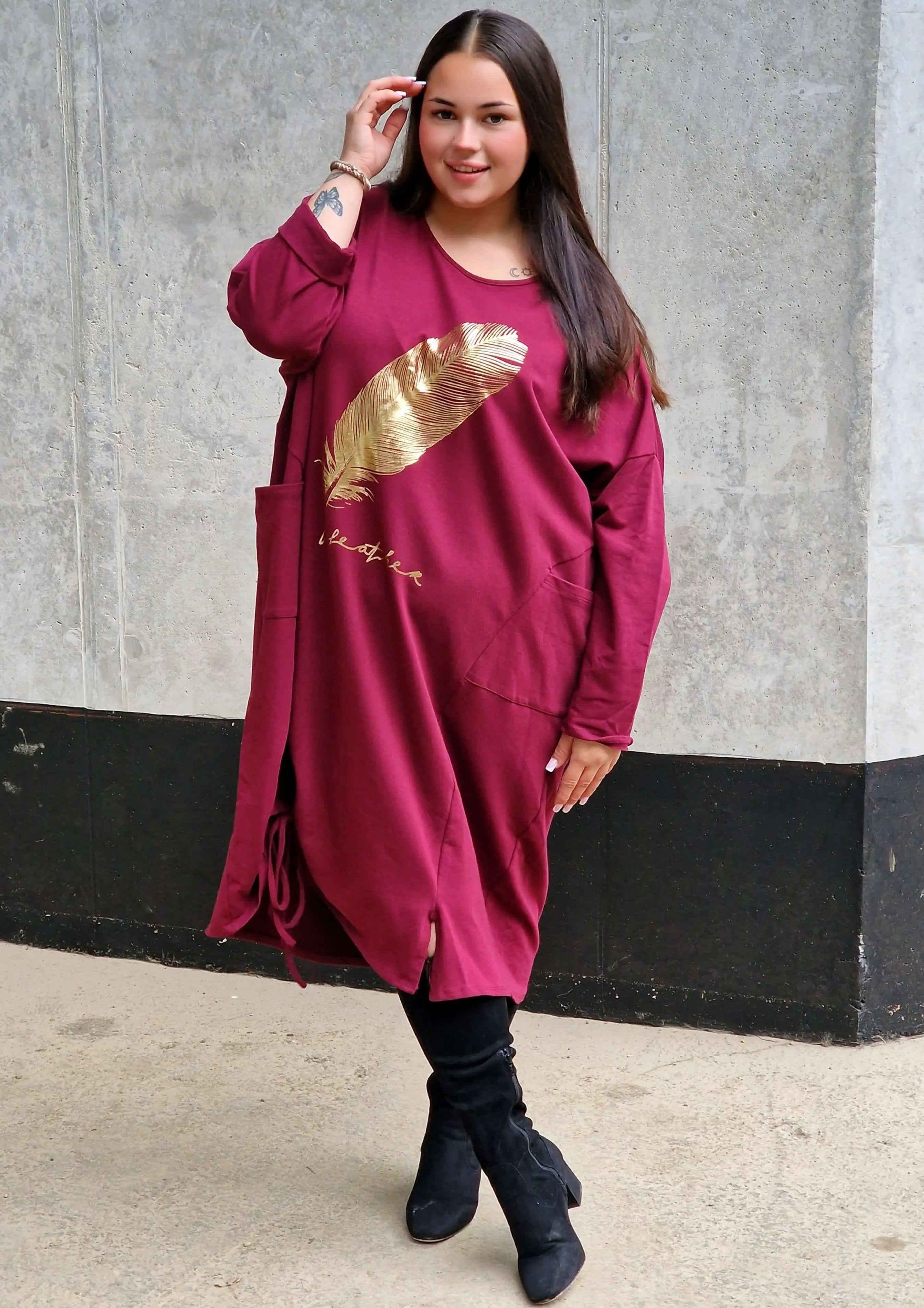 Tunika z nadrukiem złotego pióra Stylowa XL