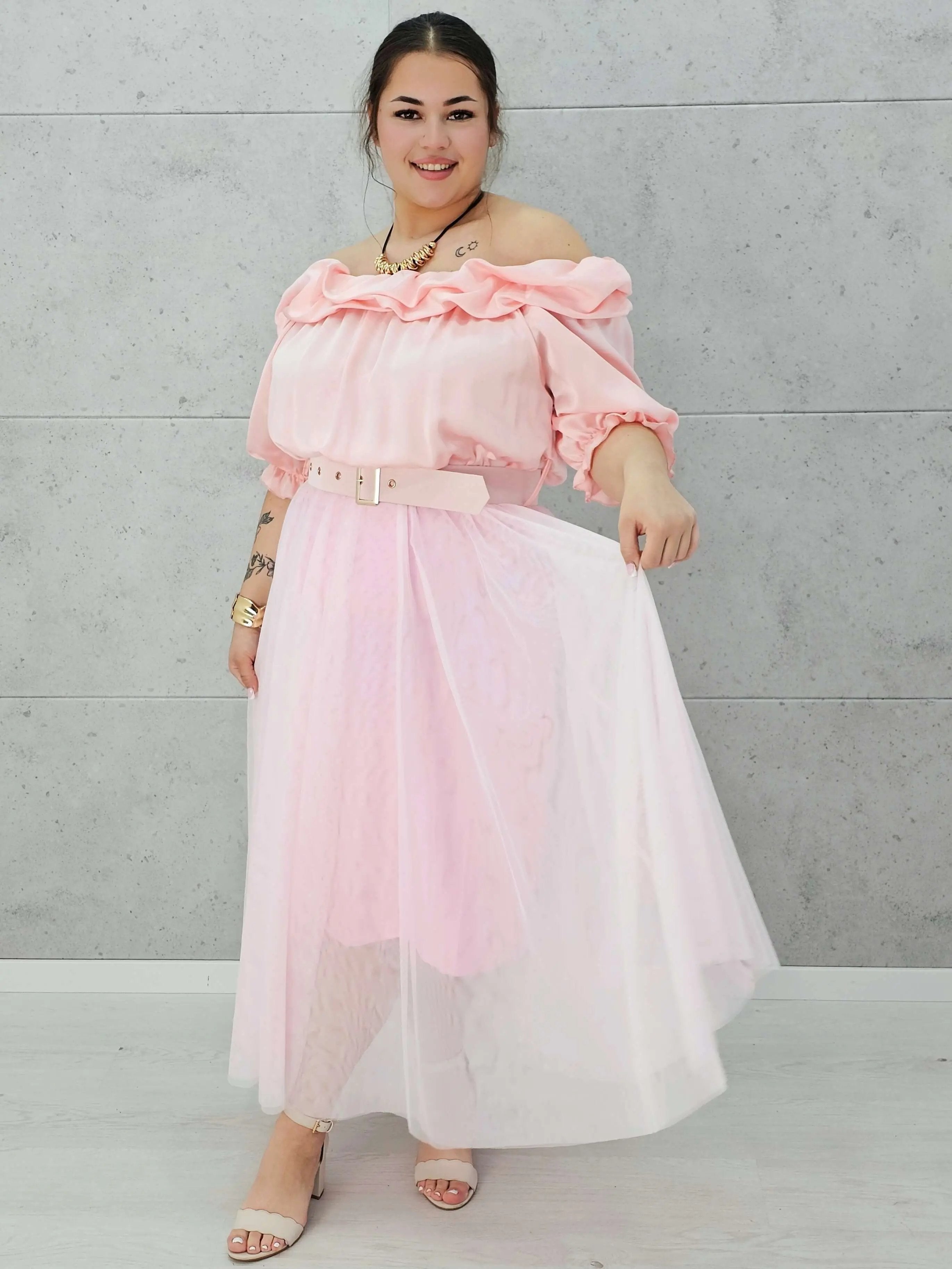 Zmysłowa sukienka hiszpanka z tiulowym dołem Stylowa XL