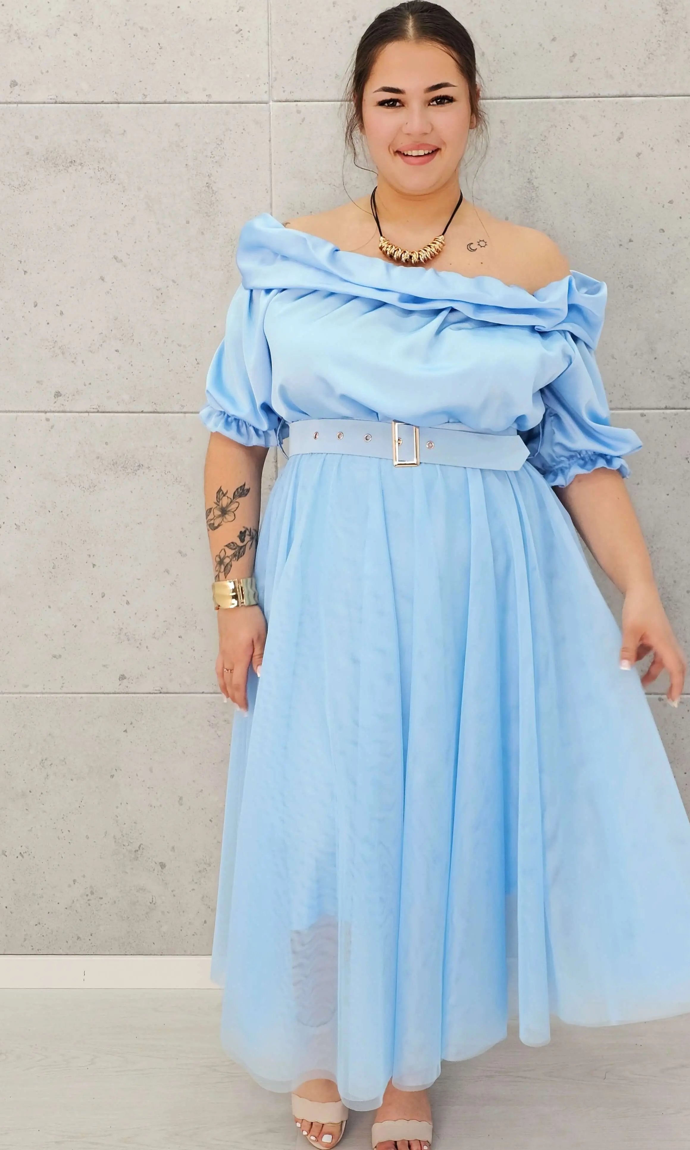 Zmysłowa sukienka hiszpanka z tiulowym dołem Stylowa XL