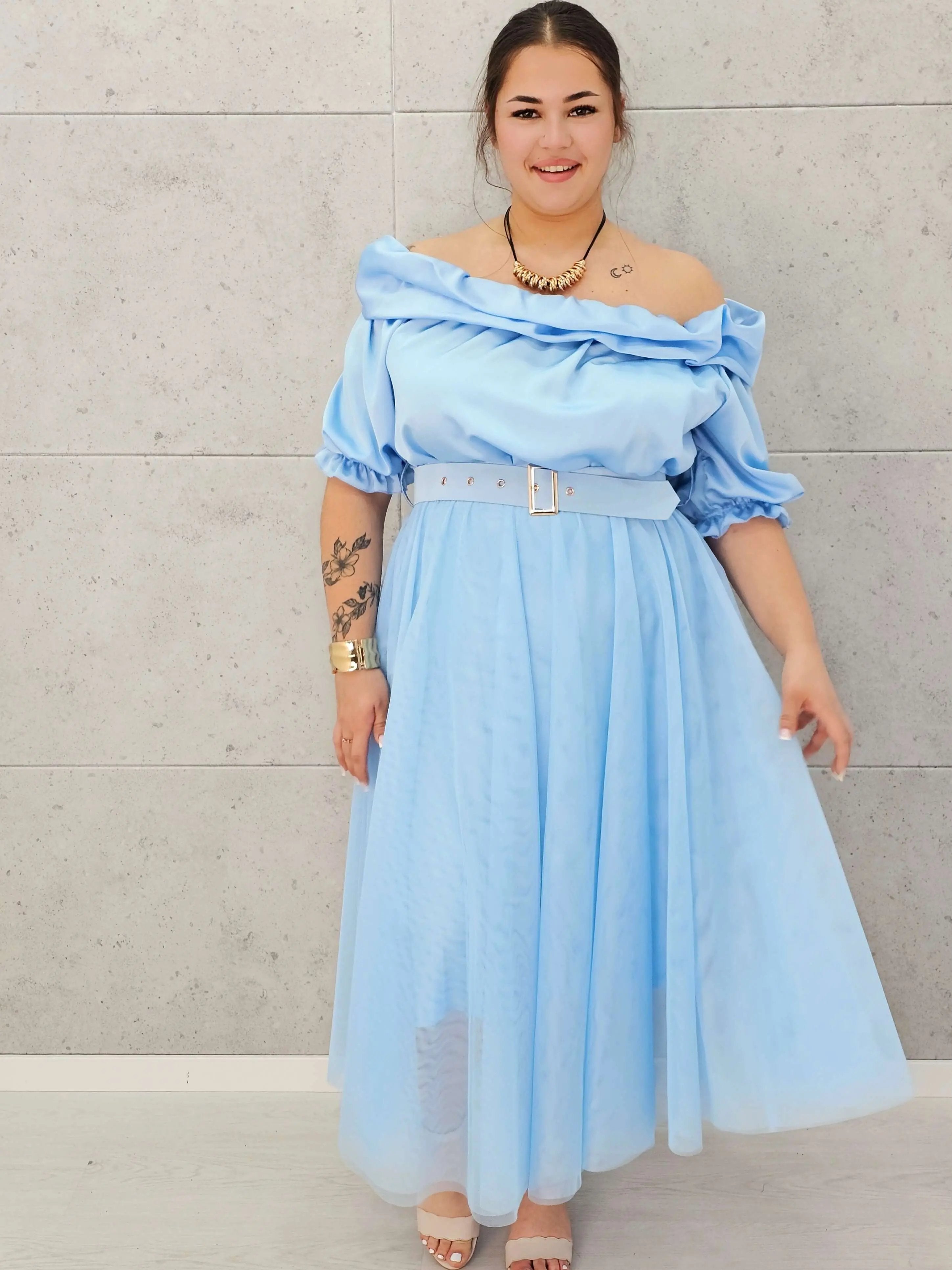 Zmysłowa sukienka hiszpanka z tiulowym dołem Stylowa XL